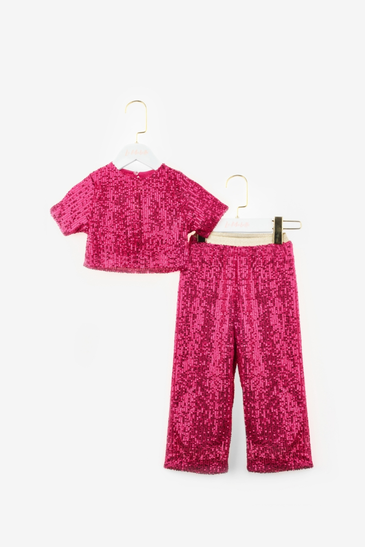 Le Mabelle-Fuchsia Sequined Girl's Top and Bottom Set - Effie 4