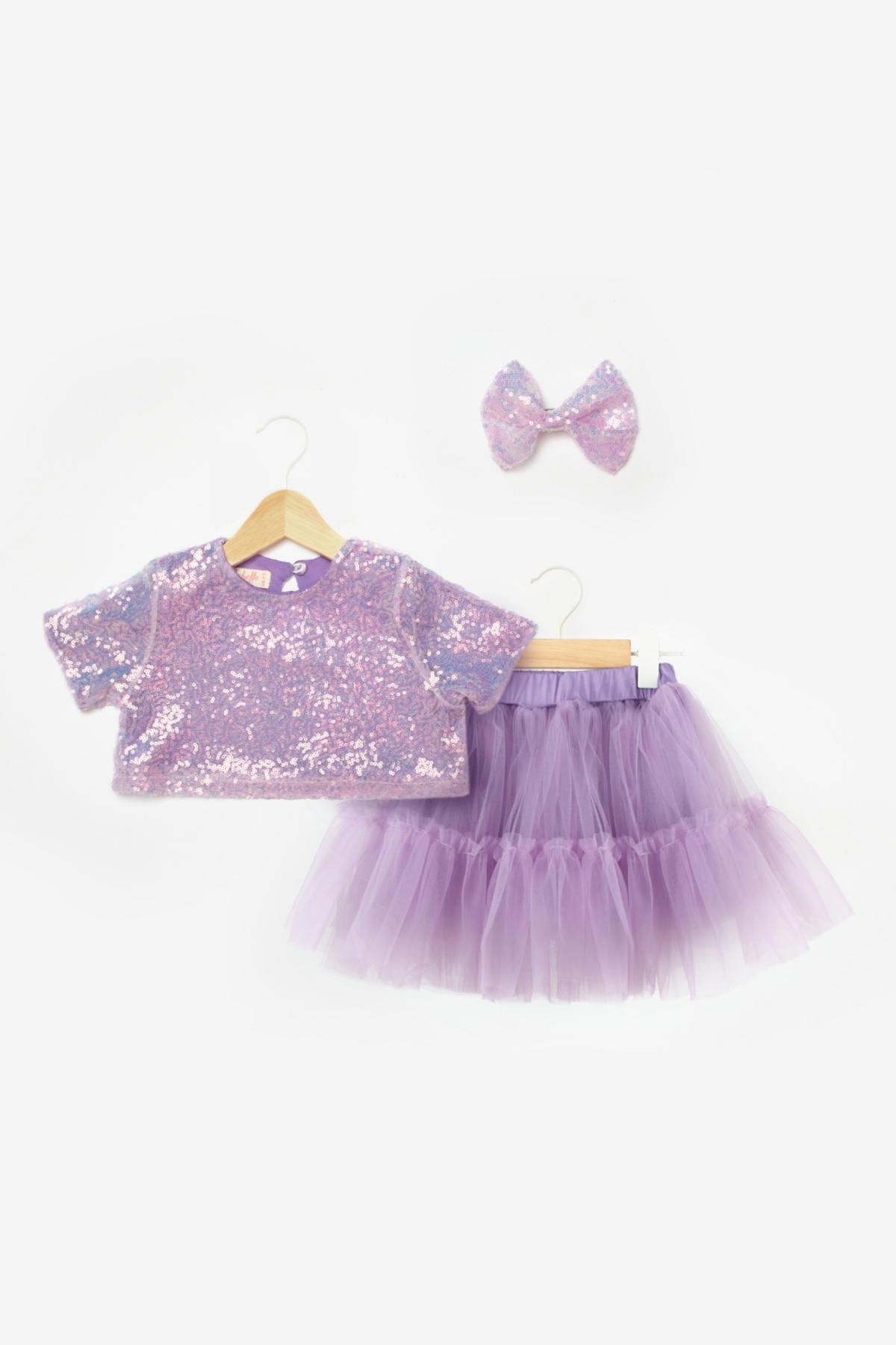Le Mabelle-Freya - Lilac Tulle Skirted Double Set with Sequin Detail on It 4