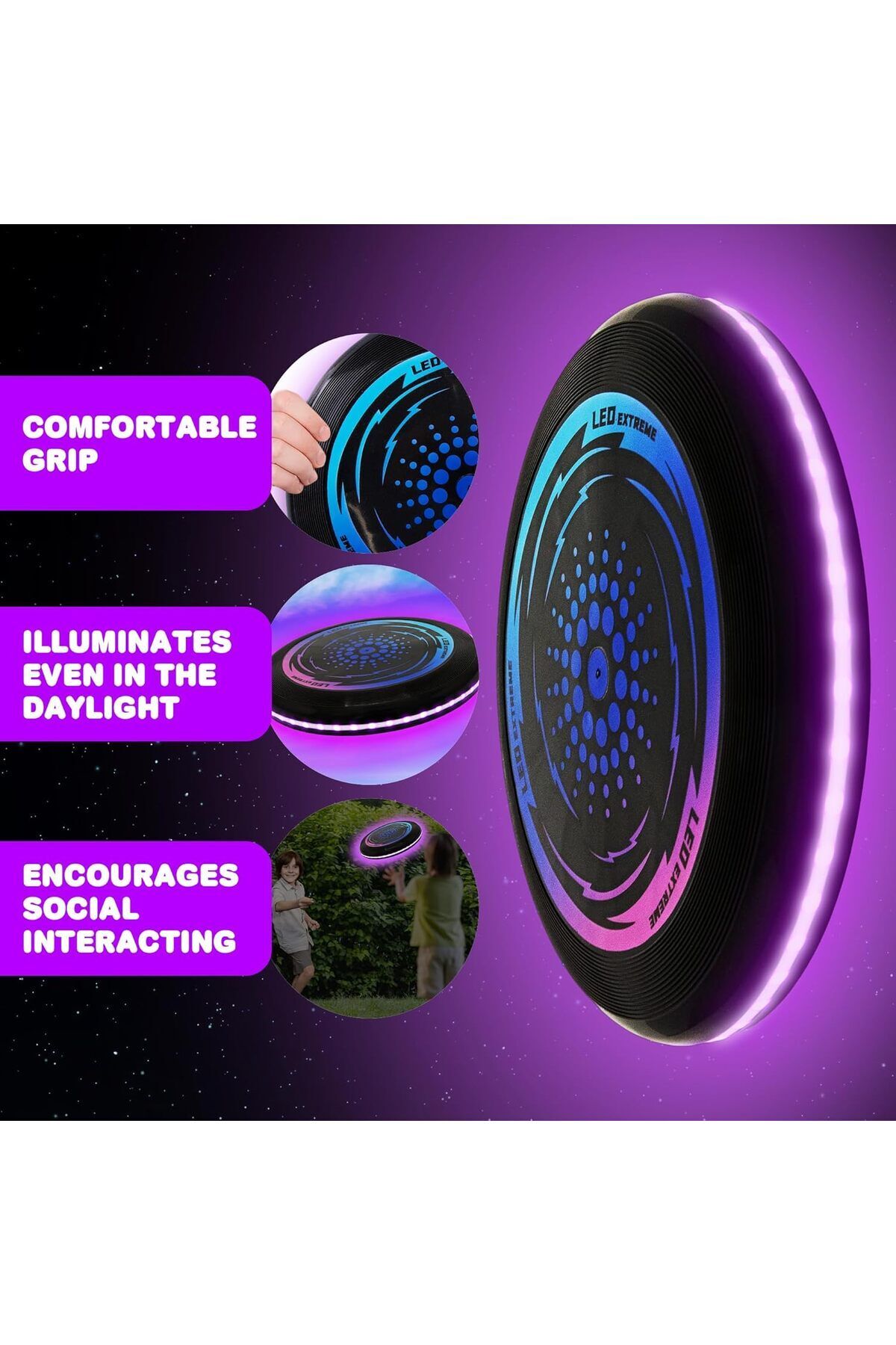 HAIZOL-Ultimate Frisbee LED, LED Frisbee, Luminous Flying Disc with 49 LED Lights 5 colors 5