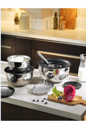 OLİKA Omega 9 Parça Çelik Rendeli Karıştırma Kabı