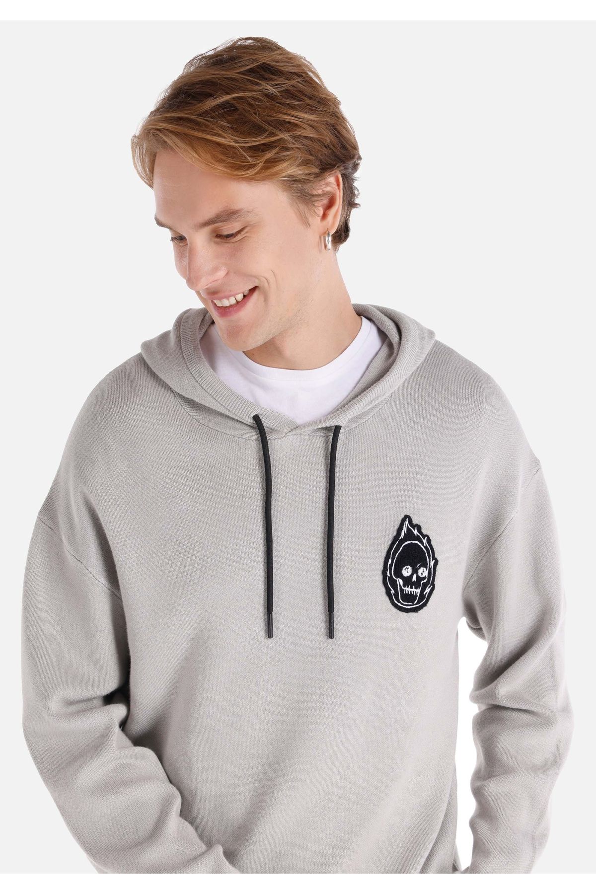 Colin's-Regular Fit Printed Hooded Gray Men's Sweatshirt 4