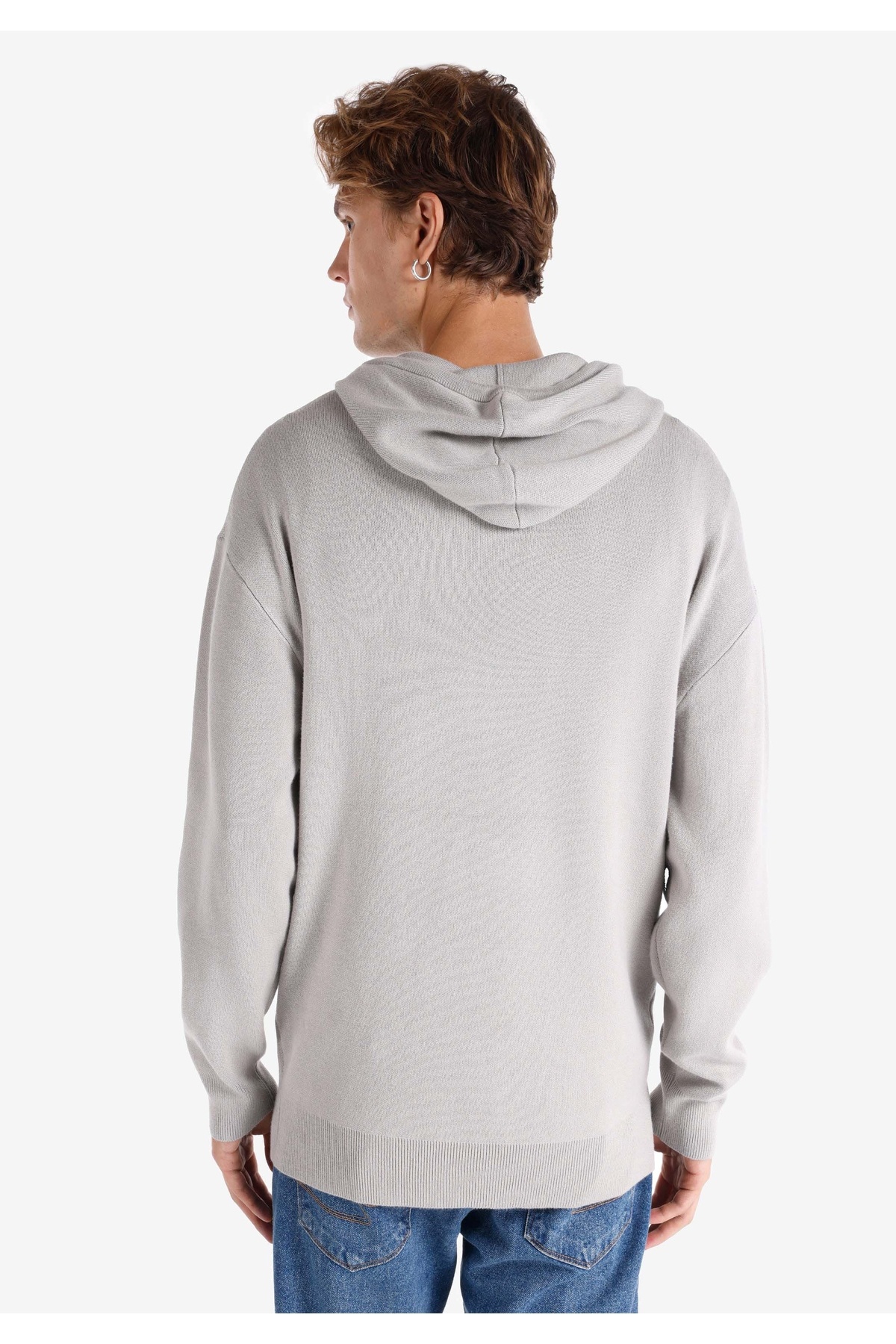 Colin's-Regular Fit Printed Hooded Gray Men's Sweatshirt 2