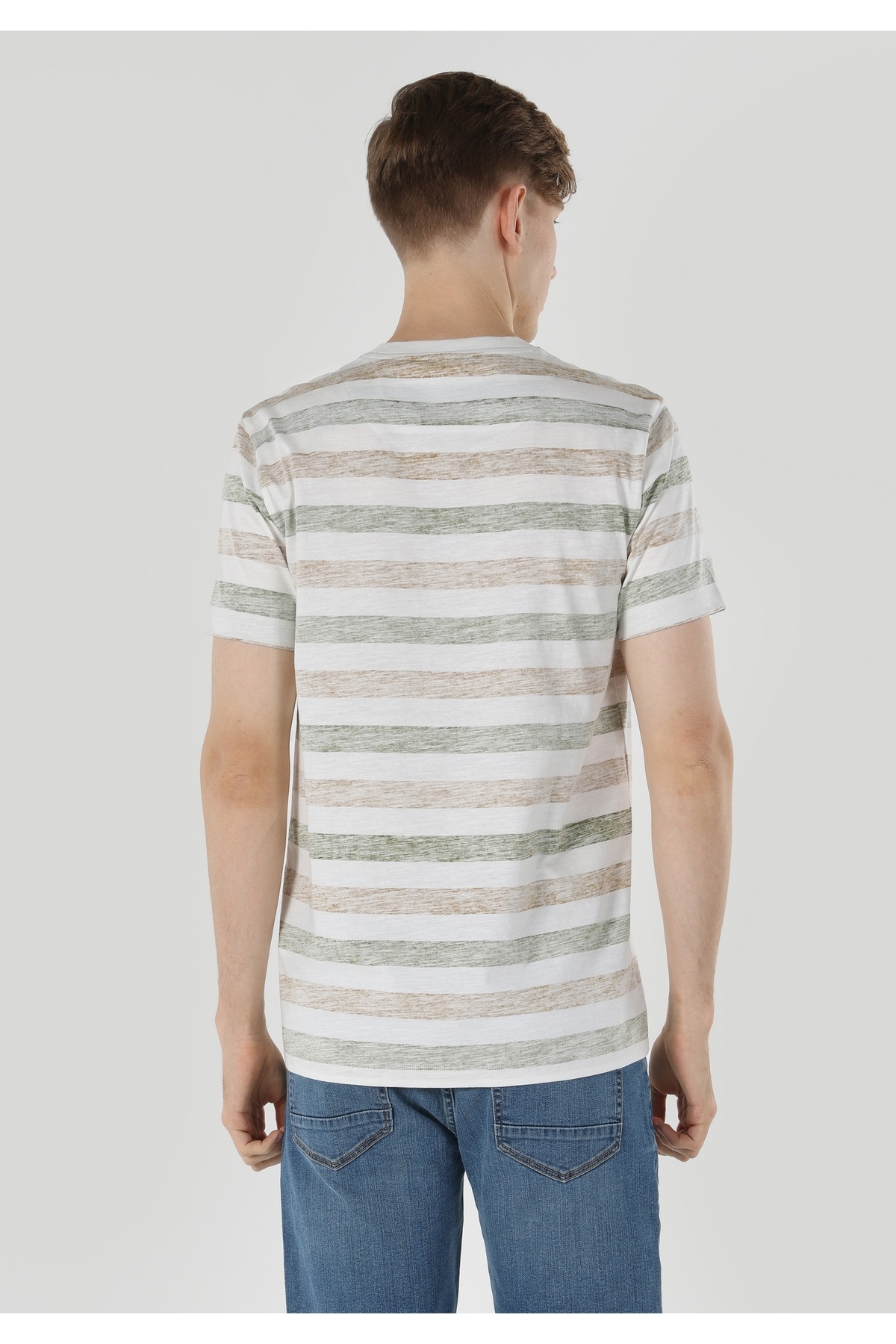 Colin's-Tricou cu mânecă scurtă pentru bărbați, cu linie rotundă, cu linie verde 2