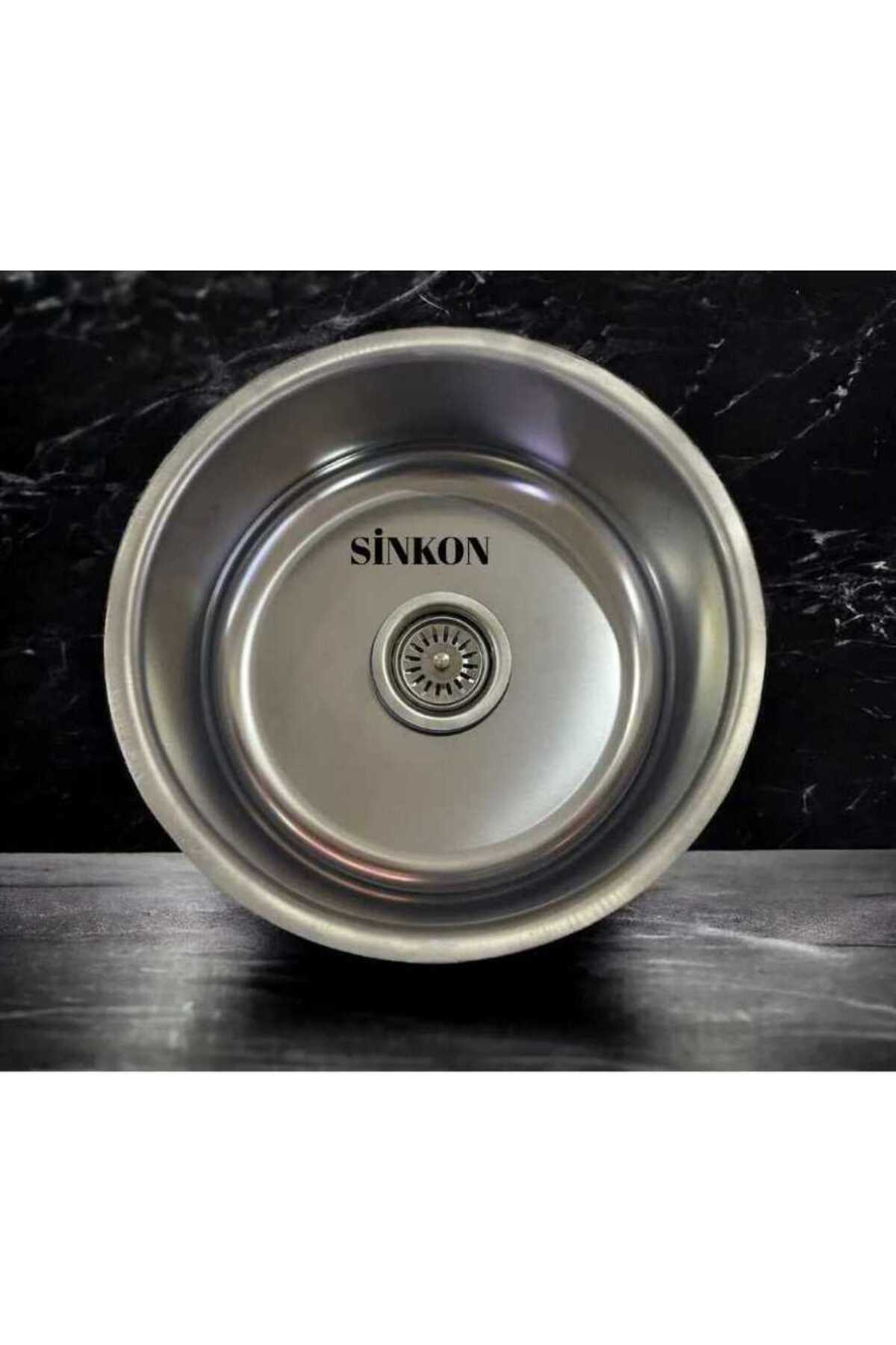 SİNKON Paslanmaz Krom Evye 38x38 Krom Düz Evye Geniş Delikli Süzgeçli Sifon Dahildir