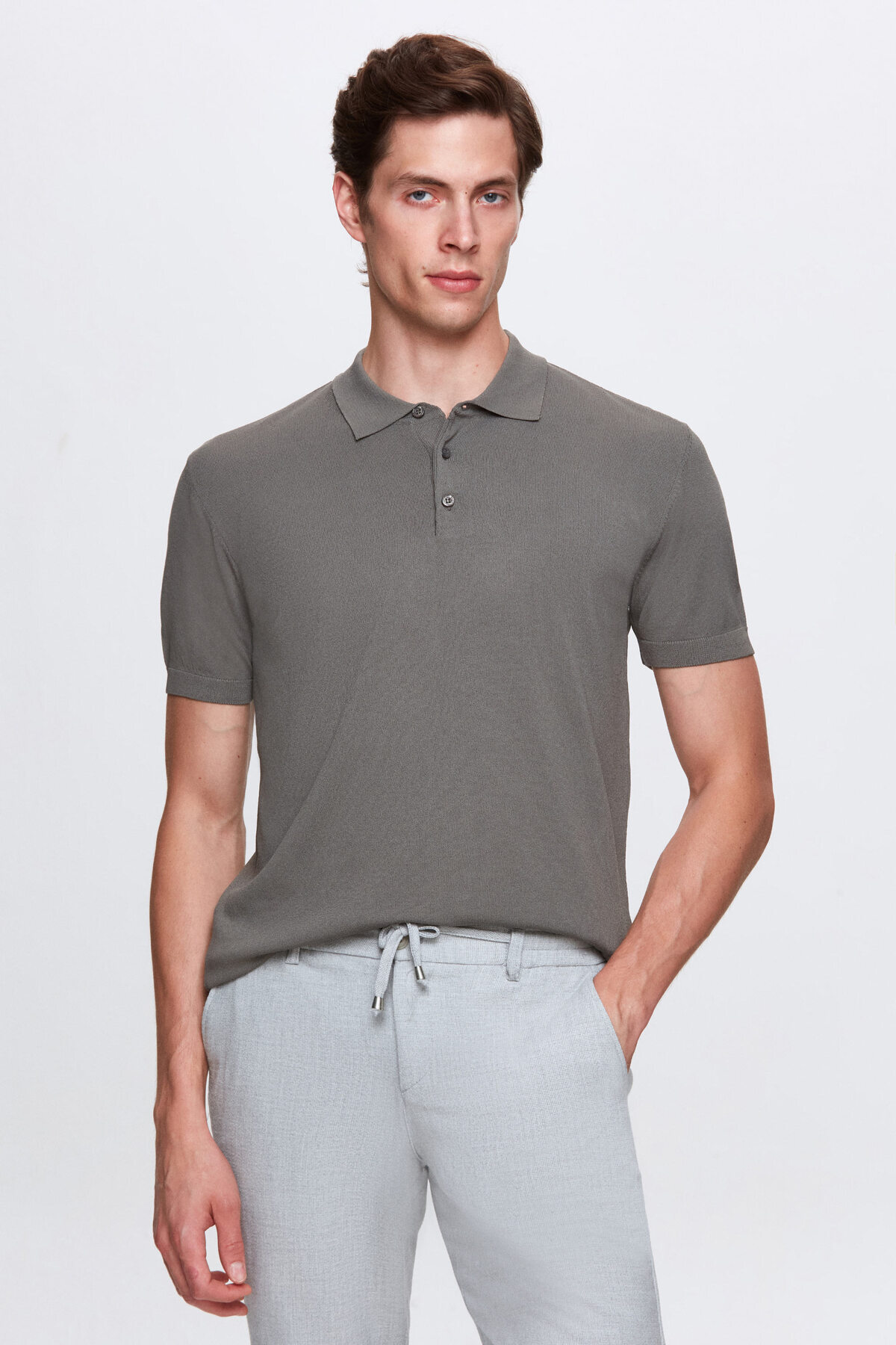 دی اس دامات تی‌شرت بافتنی تابستانی ریون ساده خاکی دی‌اس دامات