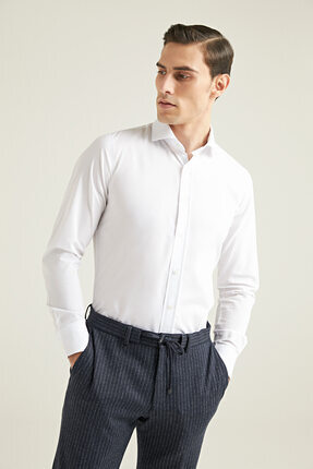 D'S Damat Ds Damat Slim Fit Beyaz Nano Care Gömlek