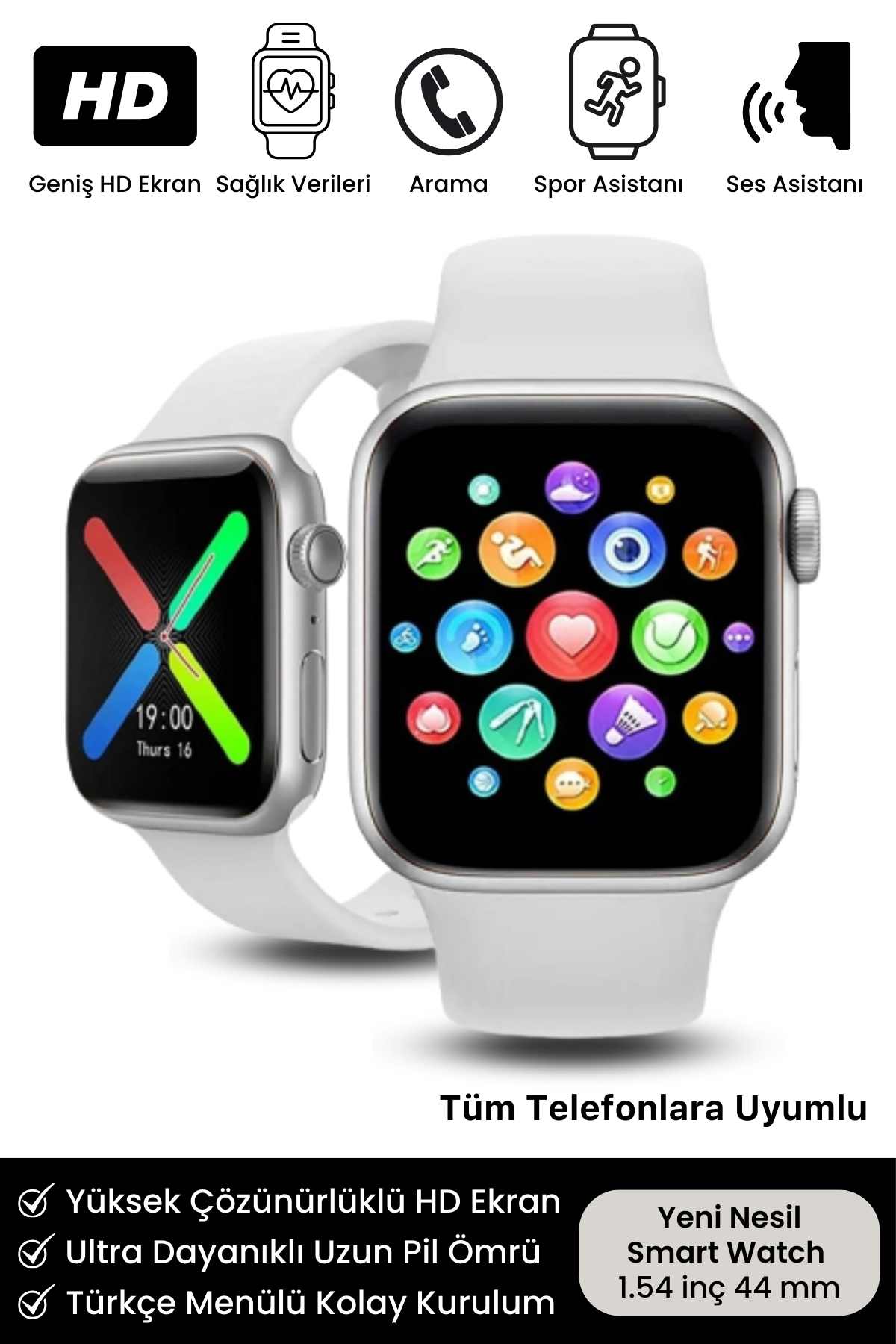 T500 Plus Yeni Seri Spor Ve Sağlık Sensörlü Ios Android Uyumlu Nabız Ve Tansiyon Ölçer Akıllı Saat