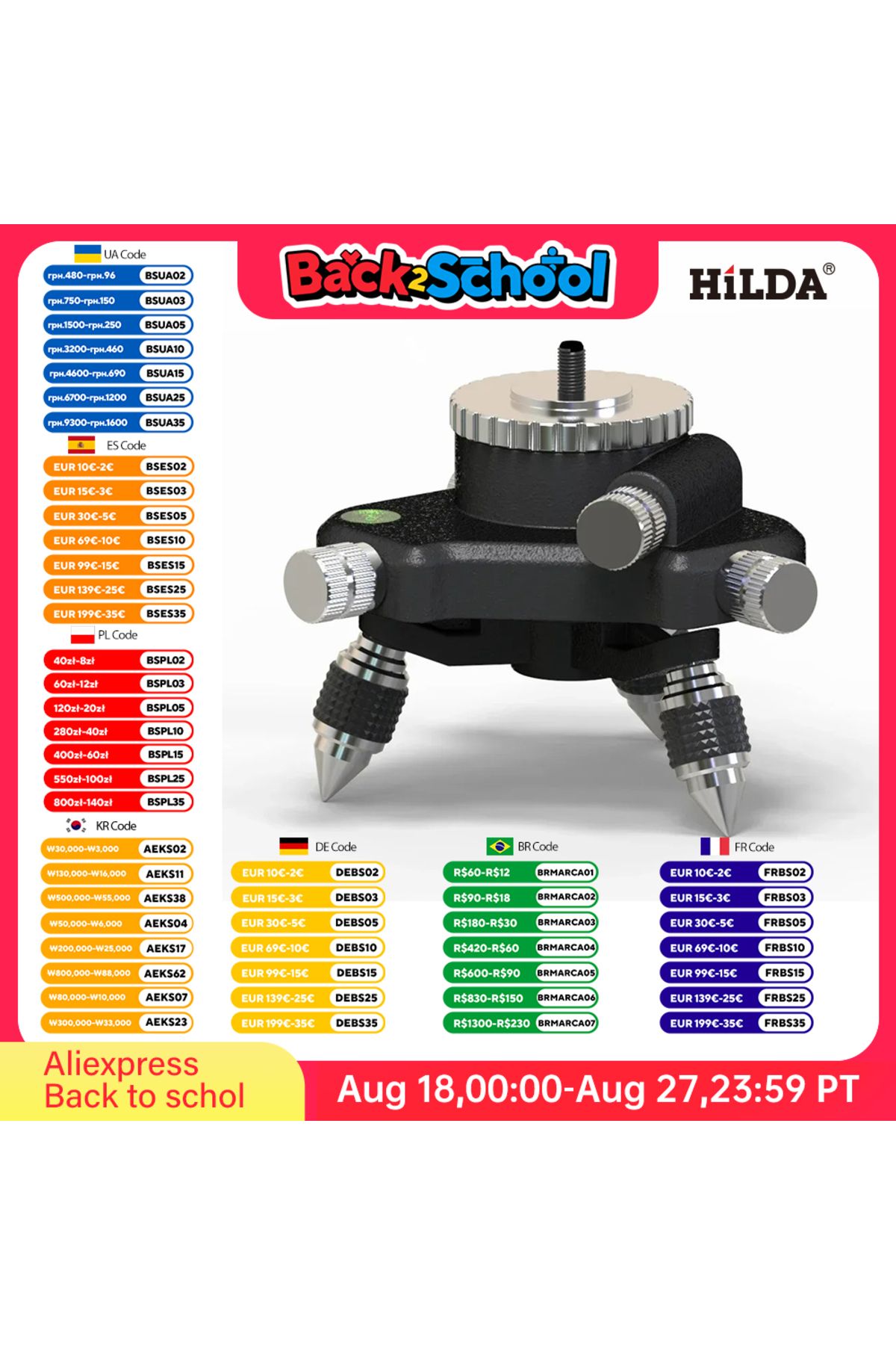 Hilda-Tripod Bracket Base 1/4'' Interface Fine Adjustment Tripod Stand For Laser Level 1