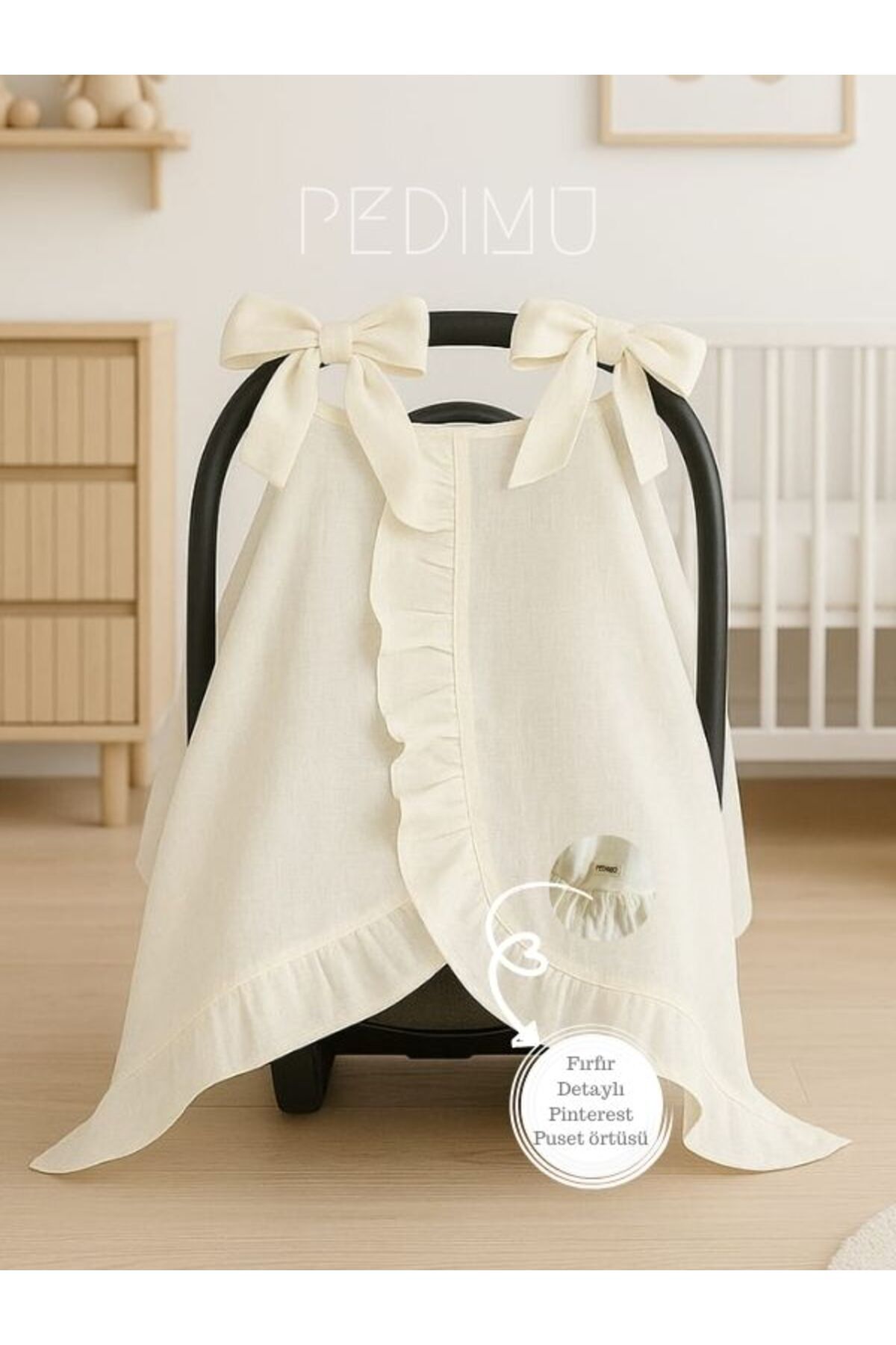 Pedimu Müslin Soft Renk Fırfır Detaylı Puset Örtüsü