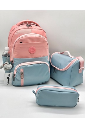 Çınka Bags Suya Dayanıklı Kumaş Folyo Beslenmelikli ve Kalemlikli Sırt İlkoku...