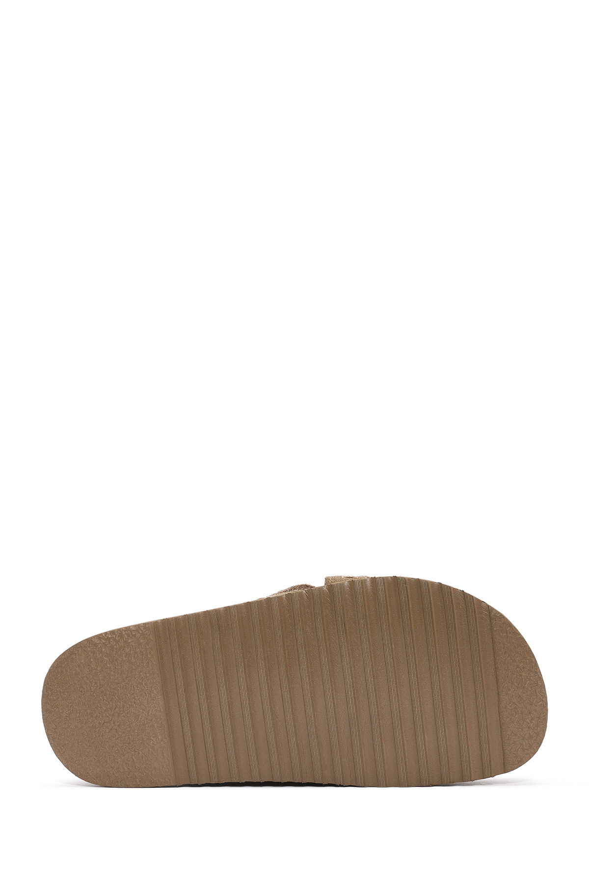 Derimod-Women's Tan Banded Thick Soled Suede Leather Slippers 25Sfd405210 4