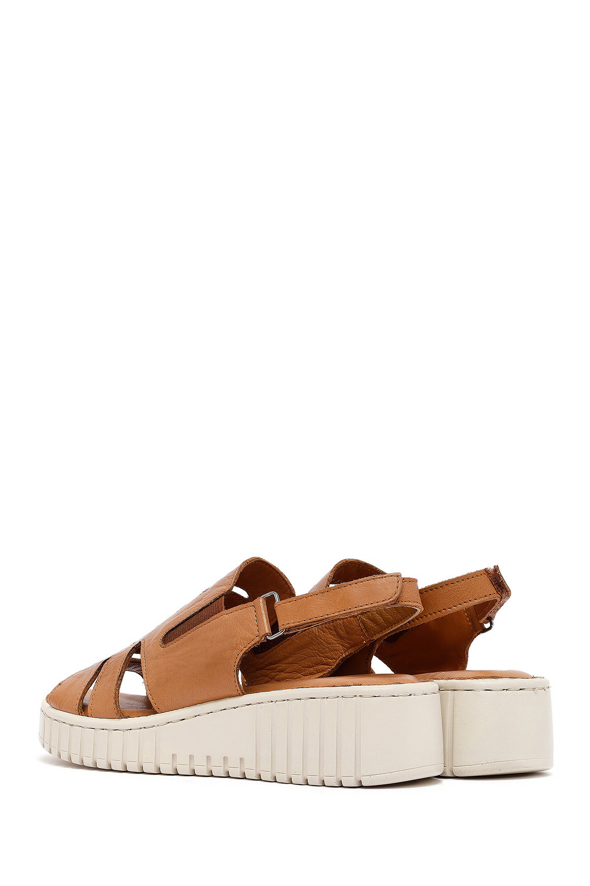 Derimod-Women's Tan Thick Soled Leather Comfort Sandals 25Sfd410618 5