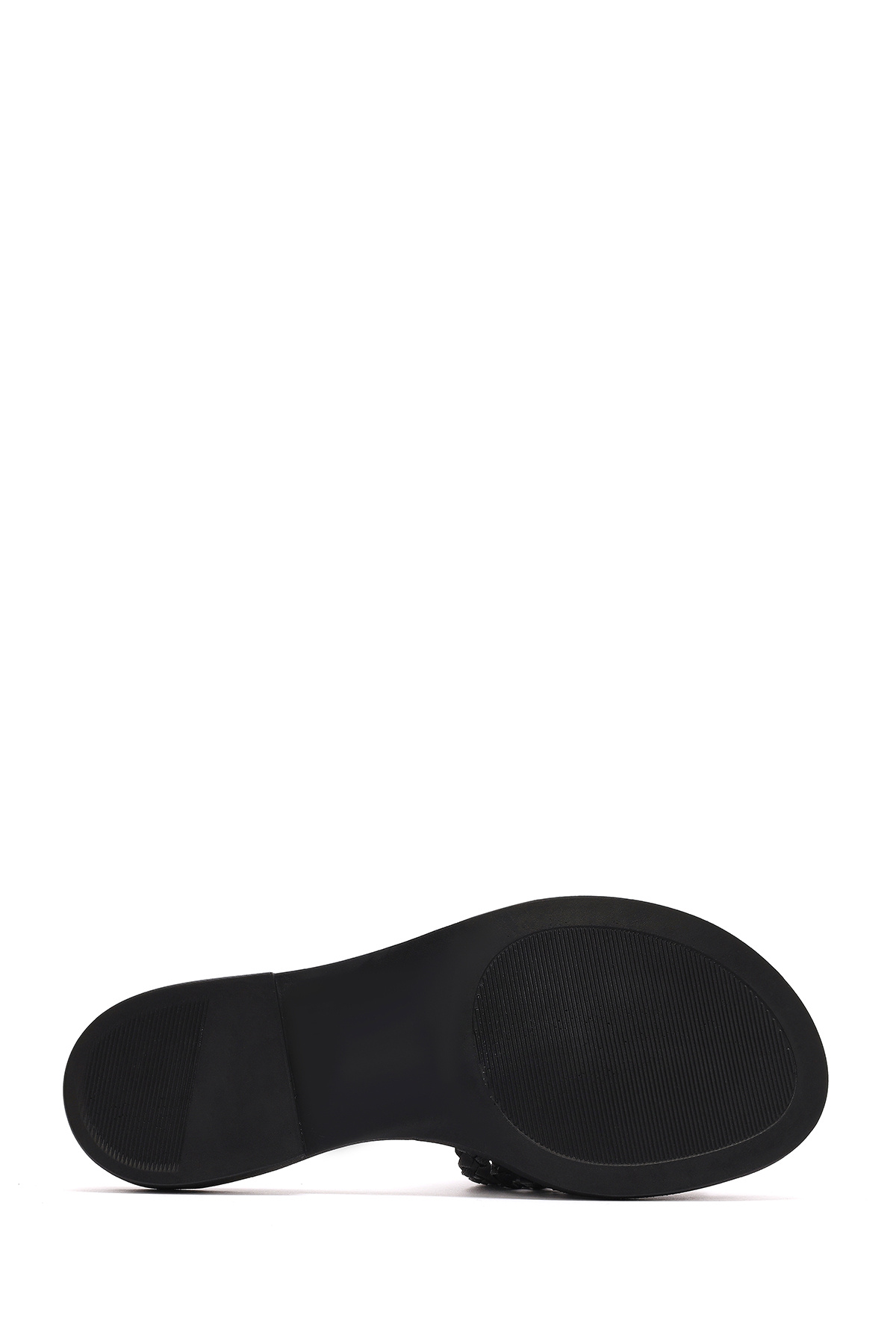 Derimod-Women's Black Knitted Leather Slippers 25Sfd 200629 4