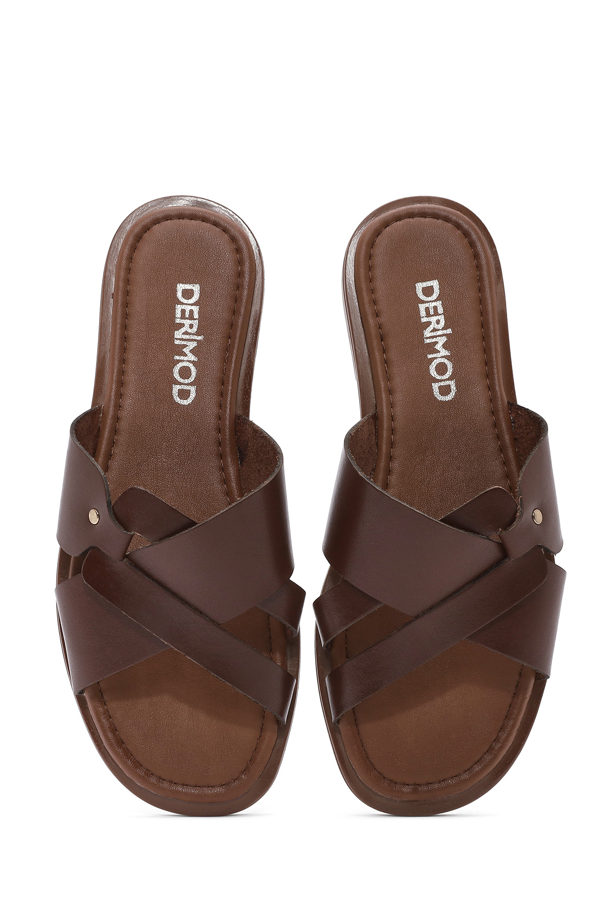 Derimod-Women's Brown Leather Slippers 25Sfd 332918 7