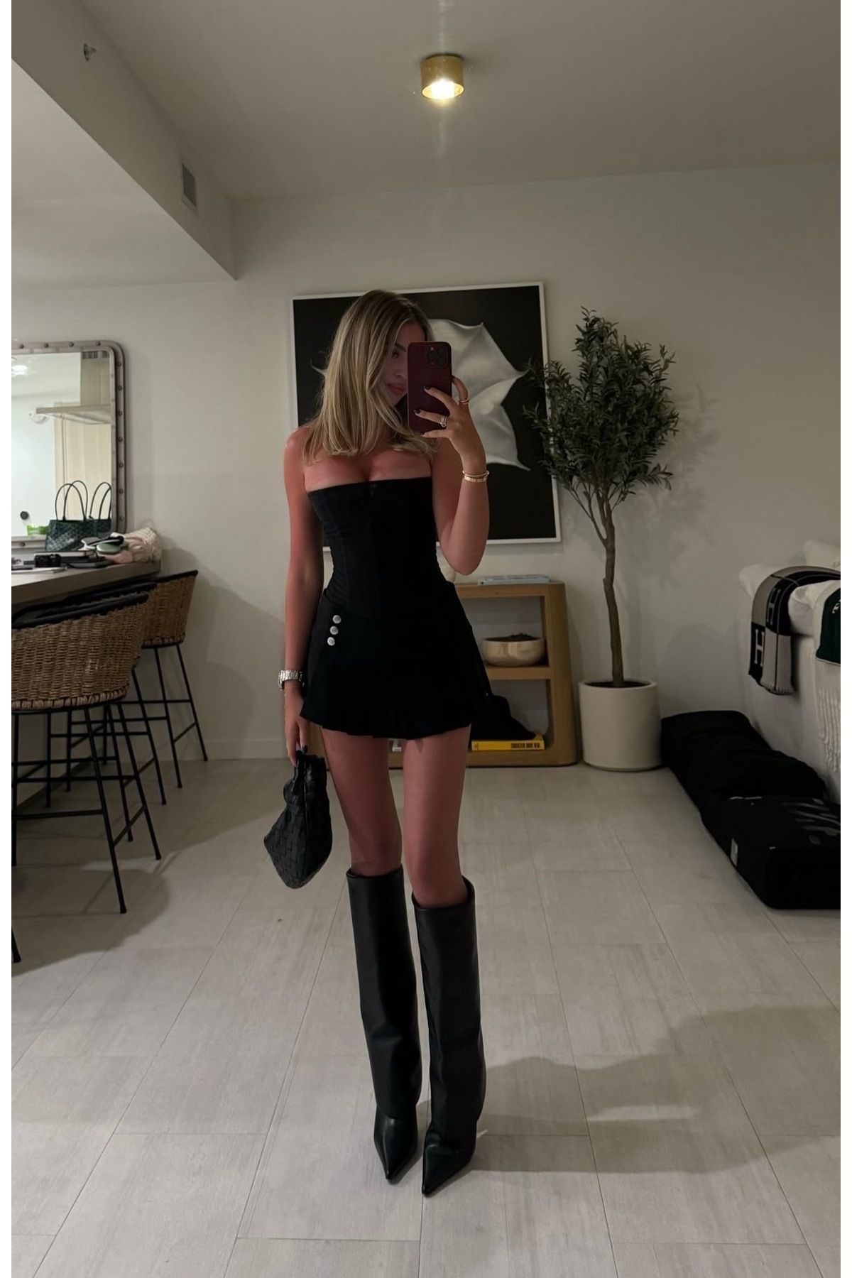 MYVOLANTE  Kadın Tozluk Detaylı Topuklu Siyah Çizme - Görsel 7