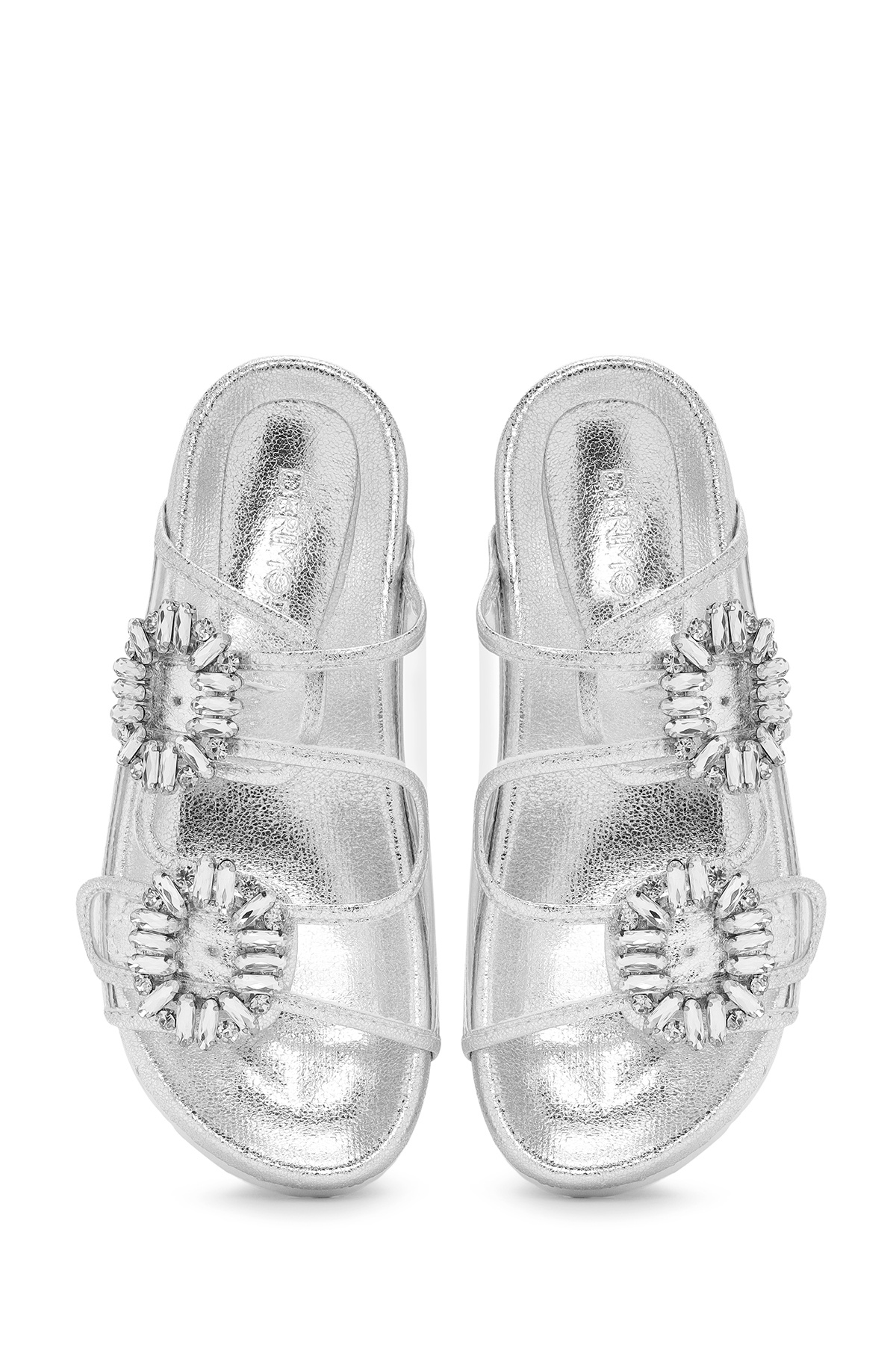 Derimod-Women's Transparent Stone Slippers 25Sfe4501Pv with Two Buckles 7