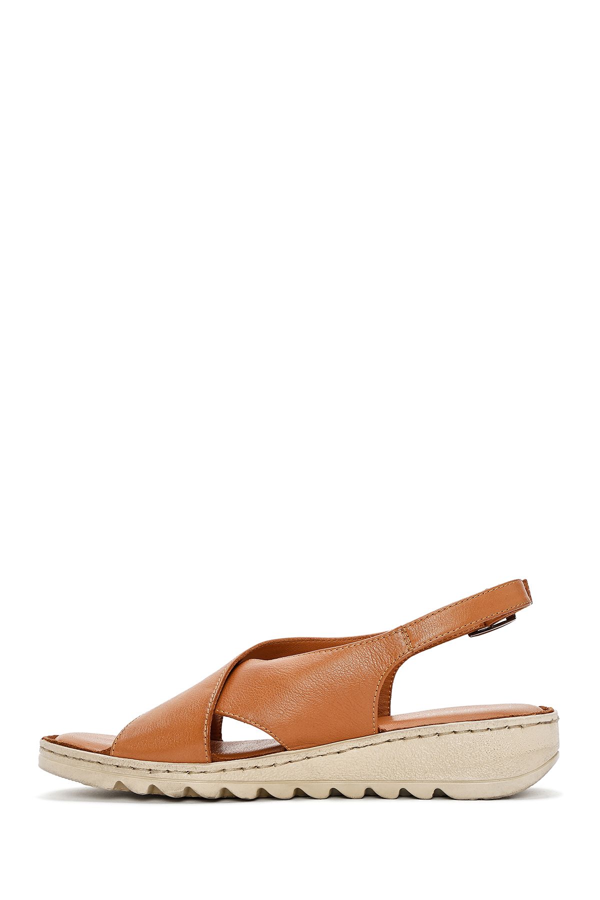 Derimod-Women's Tan Back Tie Leather Comfort Sandals 25Sfd410318 2
