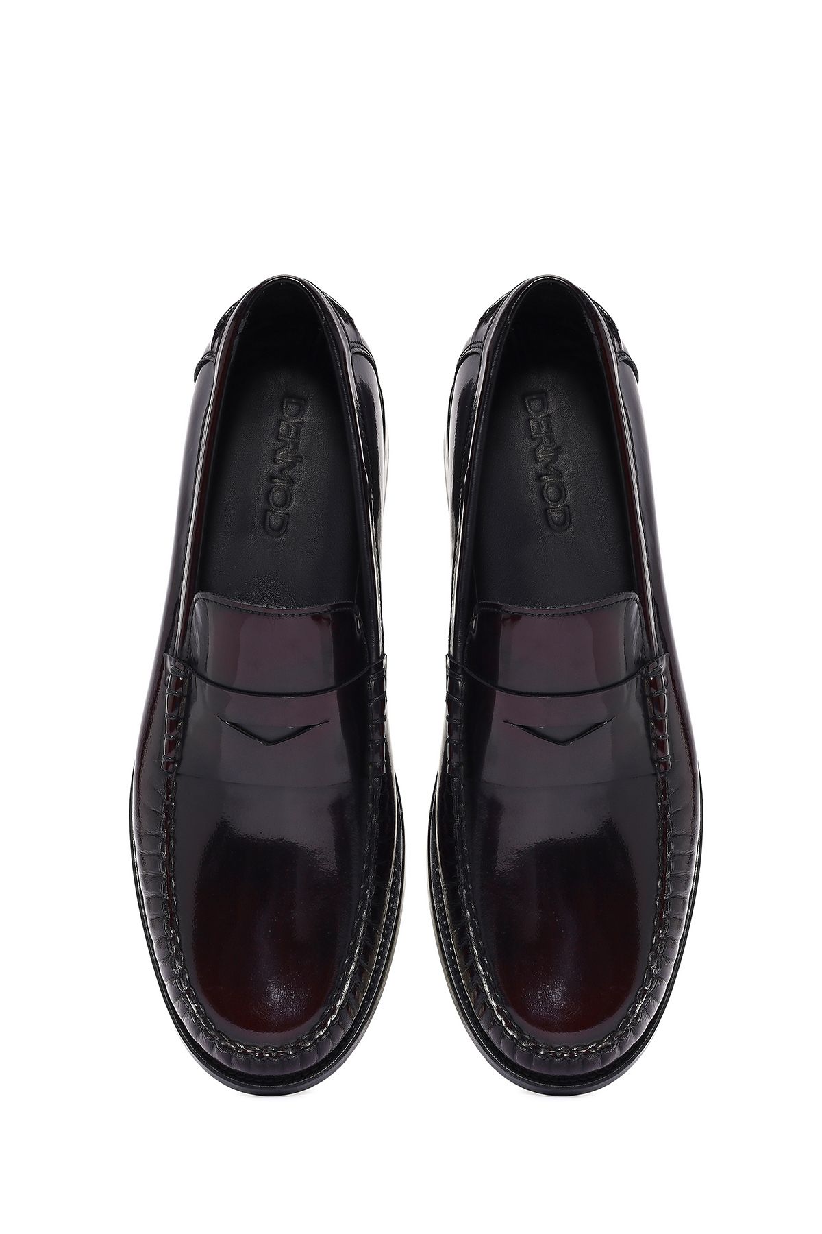 Derimod-Men's Burgundy Leather Genuine Leather Classic Penny Loafer Shoes 25Sfd621122 7