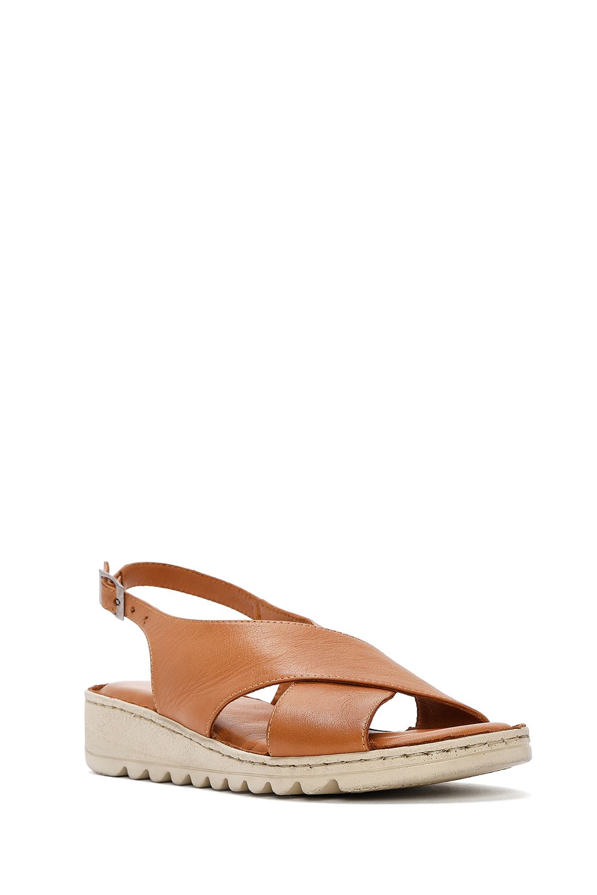 Derimod-Women's Tan Back Tie Leather Comfort Sandals 25Sfd410318 6