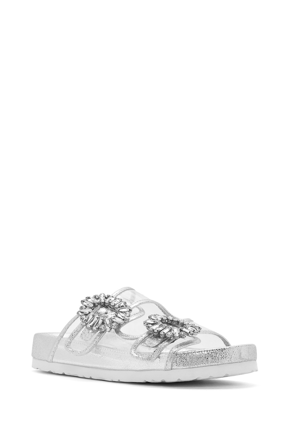 Derimod-Women's Transparent Stone Slippers 25Sfe4501Pv with Two Buckles 6
