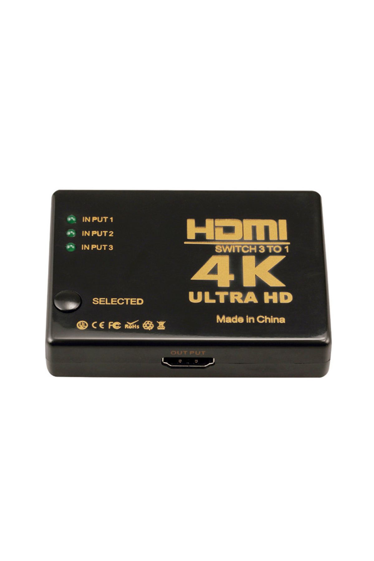 HOPE R-HDMI 2.0 switch HDCP 2.2, 4Kx2K@60Hz, RGB 4:4:4, HDR10, 3 inputs 1 output, IR remote control, black 1