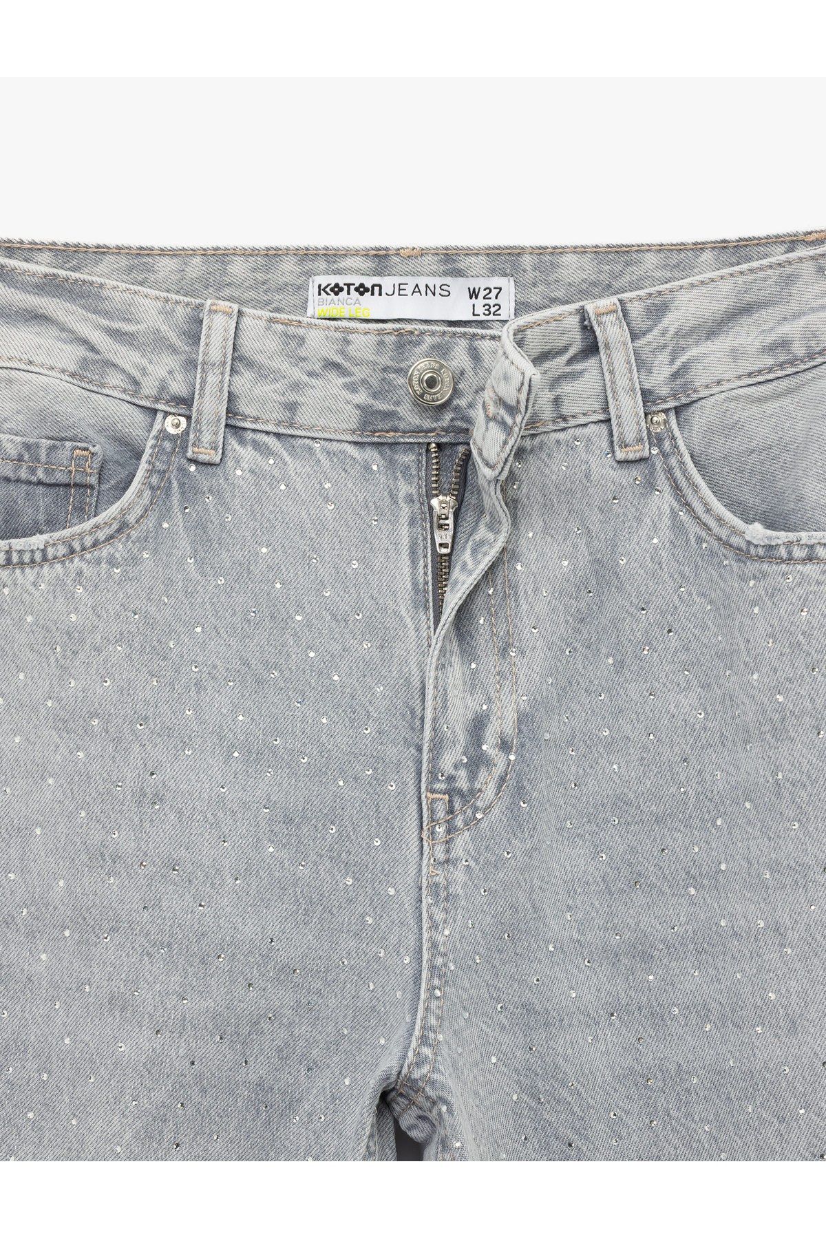 شلوار جین دنیم پاچه گشاد با جزئیات سنگ از Koton - مدل بیانکا (Bianca Wide Leg Jeans)