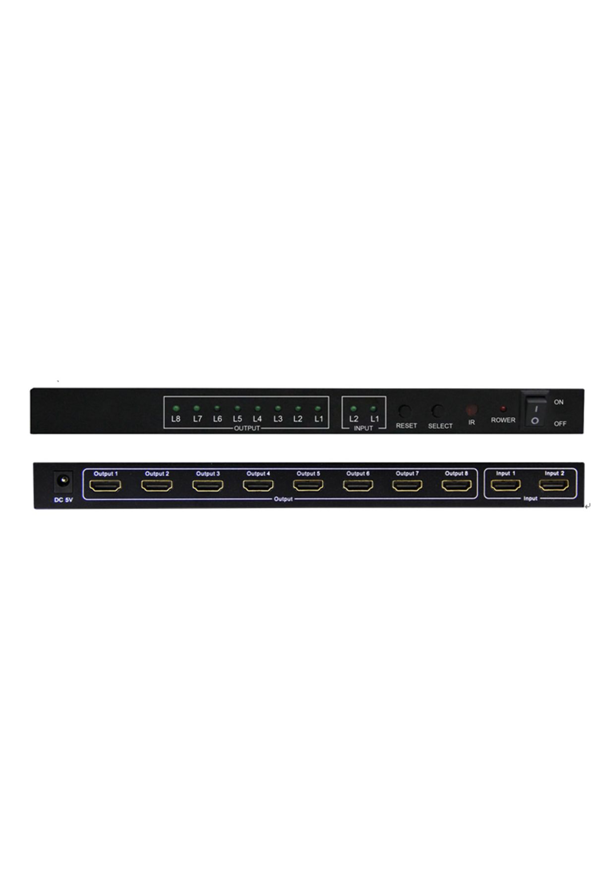 HOPE R-HDMI splitter, 2x inputs, 8x outputs, 4K x 2K resolution, remote control, HOPE R 3
