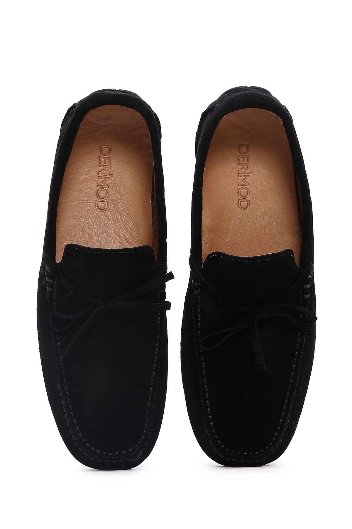 Derimod-Pantofi pentru bărbați din piele de căprioară neagră din piele naturală Penny Loafer Pantofi casual zilnic 25SFD630410 6