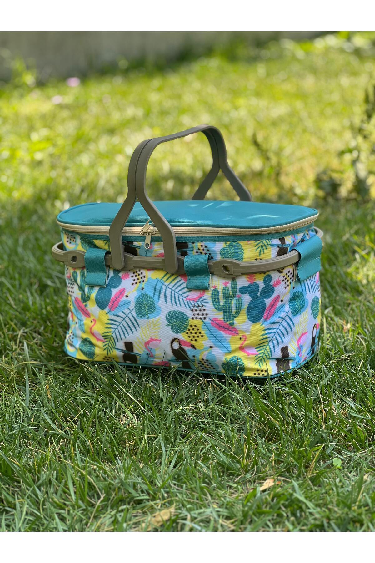 イミテーションアクセサリー約3.3kg Kale Termos İcemax 25 LT Kaktüs Desen İzolasyonlu Piknik Sepeti