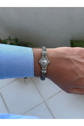 DOKU craft Erkek Bileklik Zirkon işlemeli Aslan figürlü Hakiki Deri Bileklik