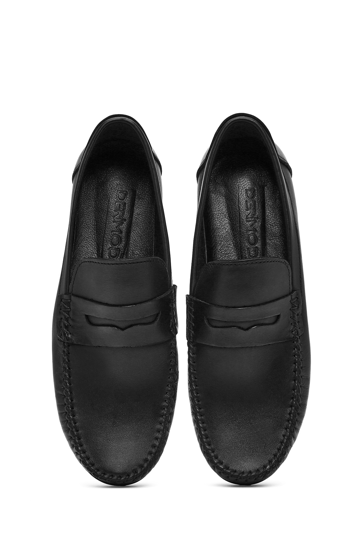 Derimod-Pánské černé kožené boty z pravé kůže pro volný čas Penny Loafer Boty pro každodenní nošení 25SFD755018 7