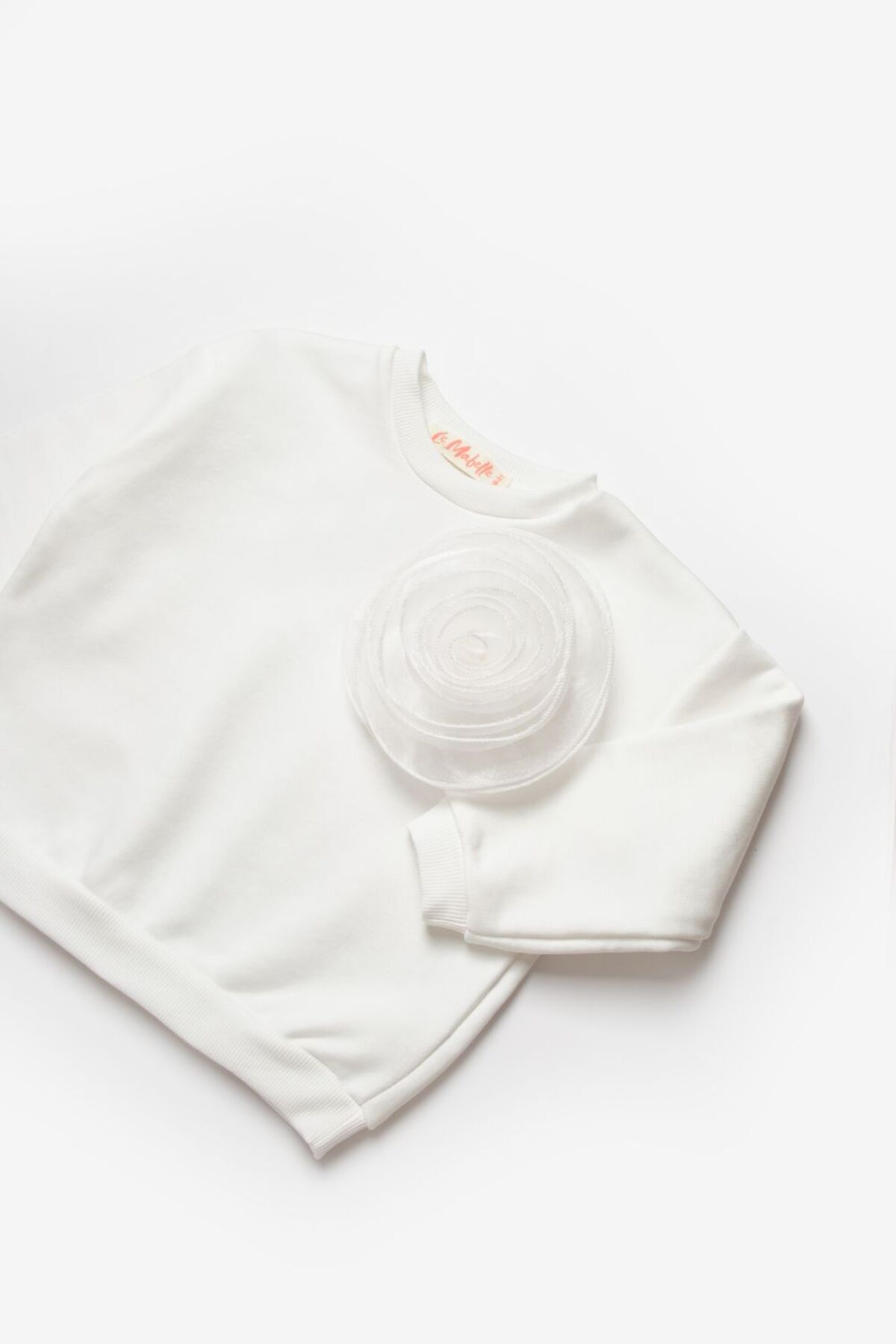 Le Mabelle-Ecru Girl's Sweatshirt with Rose Accessories - Elisa 5