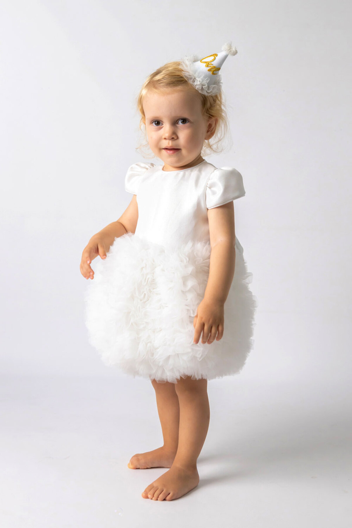 Le Mabelle Beyaz Kısa Kollu Tütülü Bebek Prenses Elbise - Lina fotoğrafı 3 (önizleme)