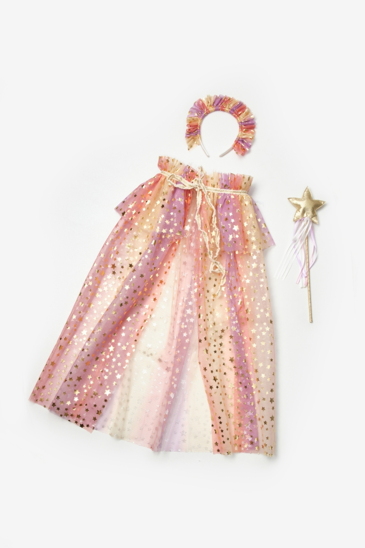 Le Mabelle-Yellow Girl's Starry Cloak and Crown Set 5