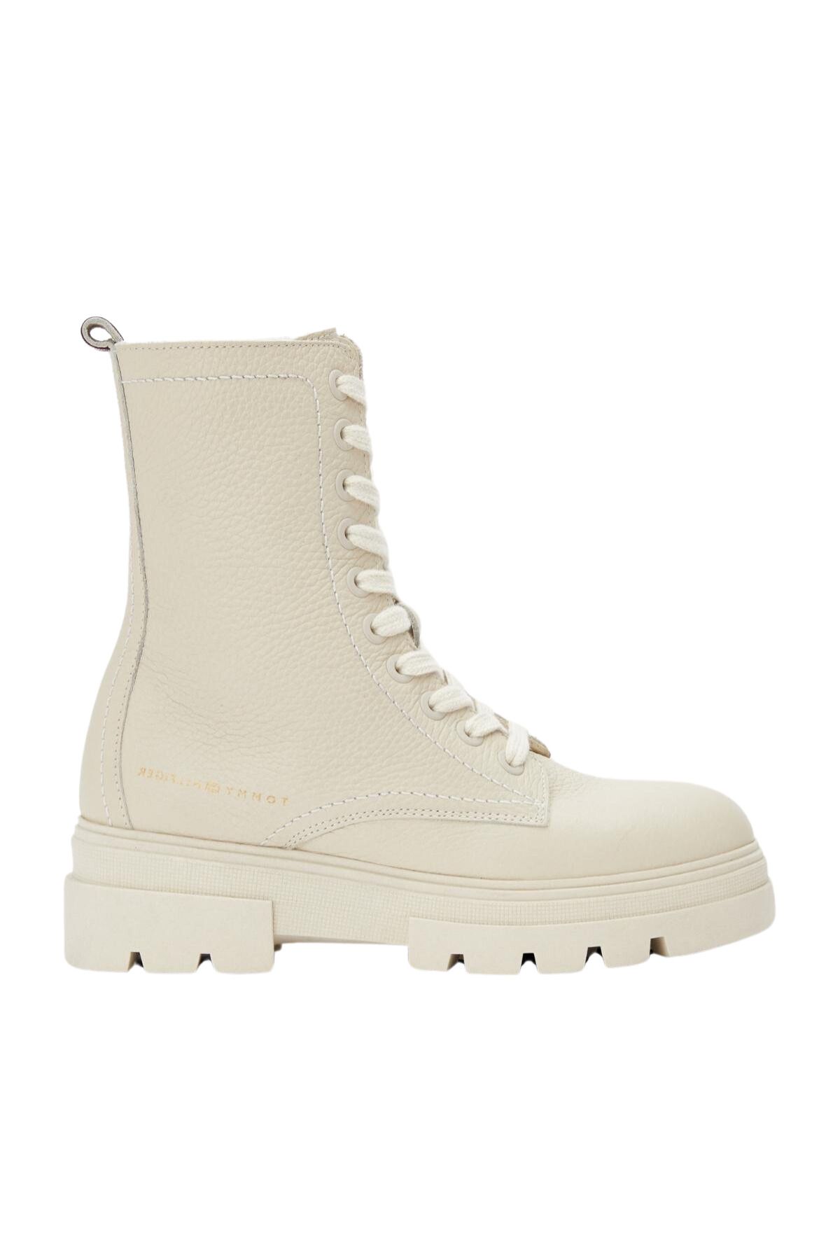 Tommy Hilfiger-Γυναικεία Tommy Hilfiger Logo Rubber Sole Wedge Heels Κομψή εμφάνιση Μπότες Κρέμα Μπότες & 1
