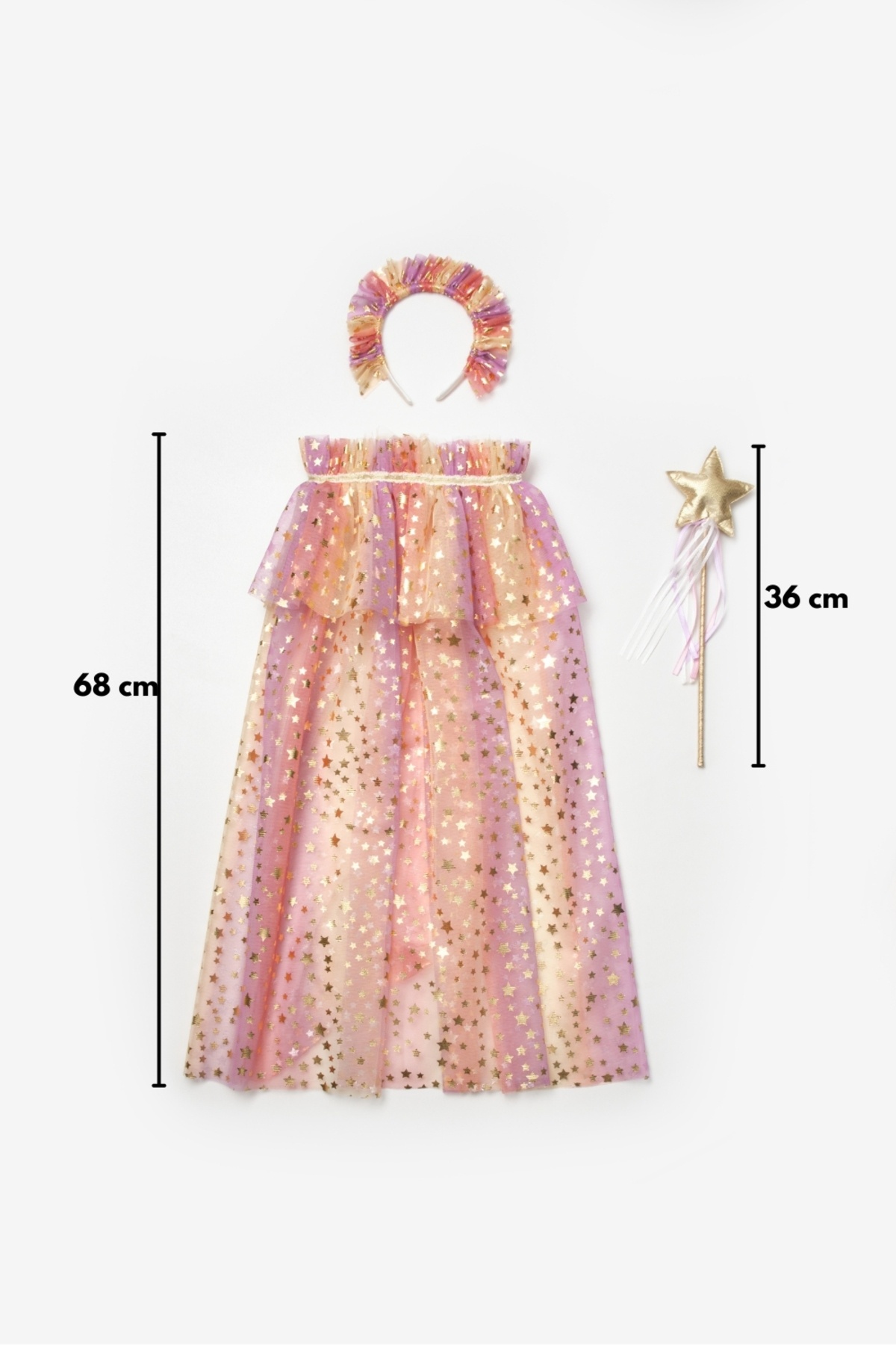Le Mabelle-Yellow Girl's Starry Cloak and Crown Set 7