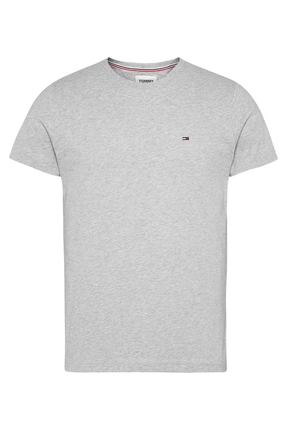 Tommy Jeans Marka Logolu Erkek Gri T-shirt Dar Kalıp Organik Pamuk Yazlık