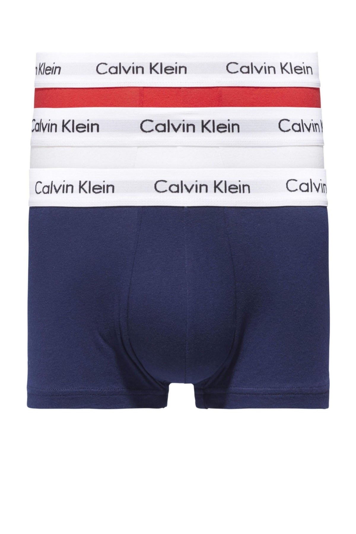 Calvin Klein-Boxer pentru bărbați alb-albastru închis-roșu cu logo-ul mărcii și bandă elastică, potrivit pentru utilizare zilnică U2664g-ı03 2