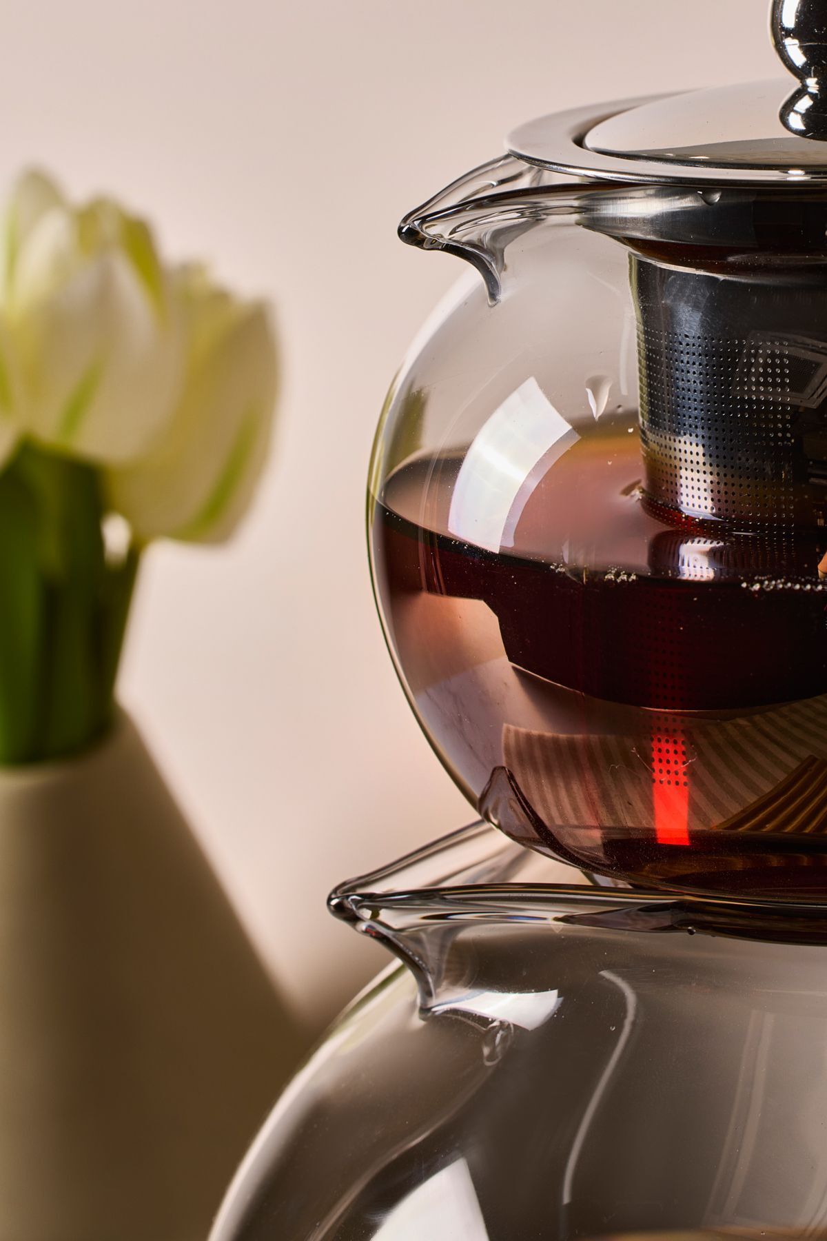 Perotti-Diego Smoked Induction Base Borosilicate Glass Teapot Set 500 ml Teapot 1800 ml Water Bowl 3