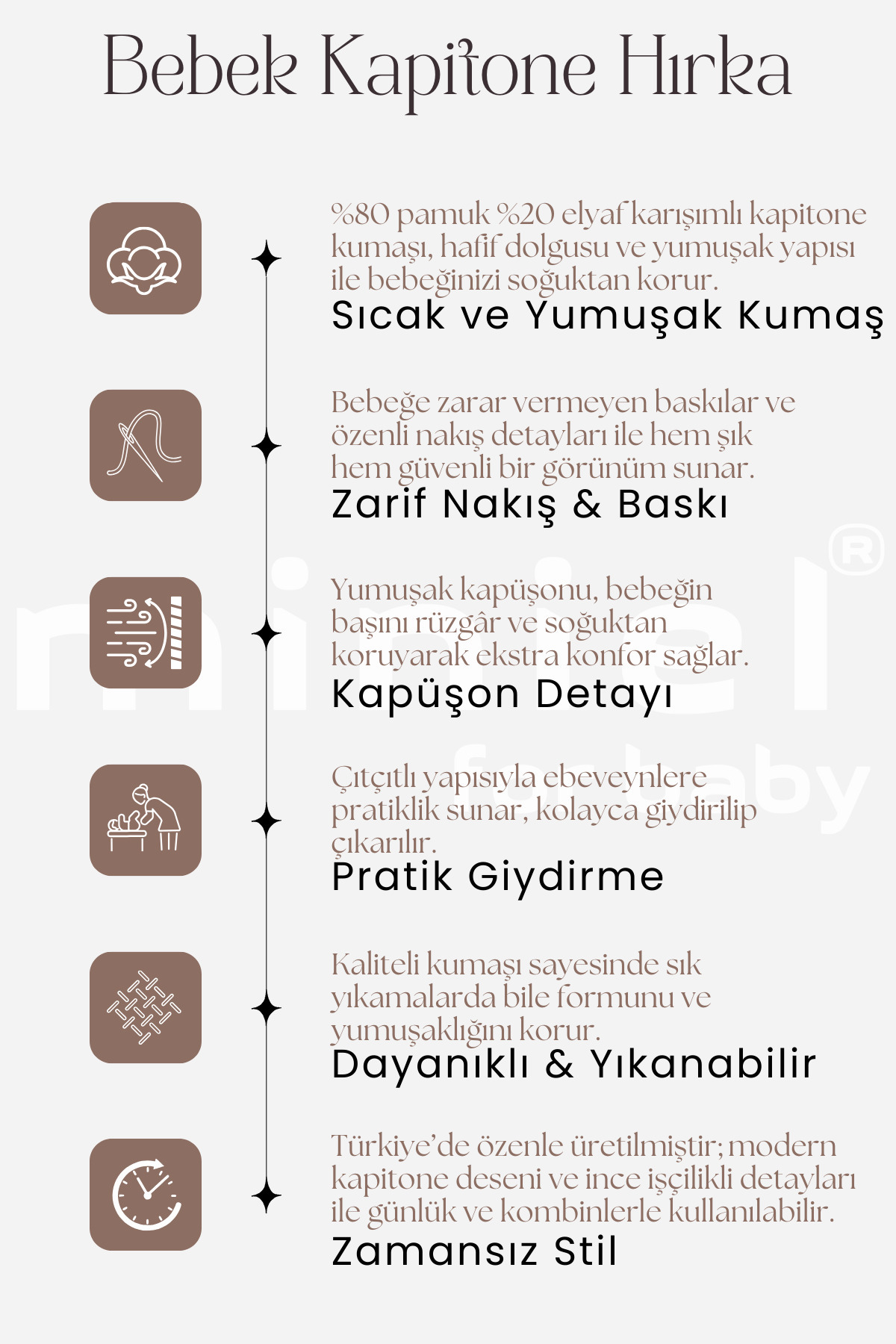 Miniel Unisex Bebek Gökkuşağı Armalı Organik Pamuklu 3-18 Ay Kapitone Bebek Hırka fotoğrafı 6 (önizleme)