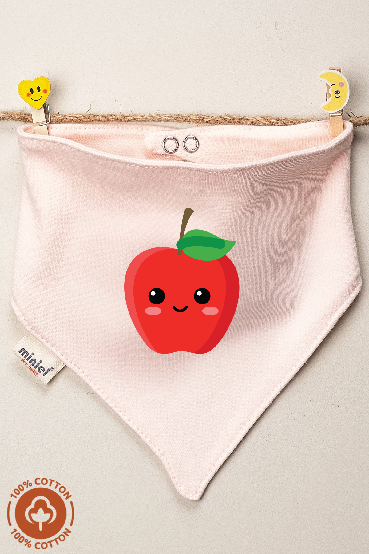 Miniel Unisex Bebek Yenidoğan Penye Organik Pamuklu Meyve Baskılı Bebek Önlüğü 3'lü Set fotoğrafı 4 (önizleme)