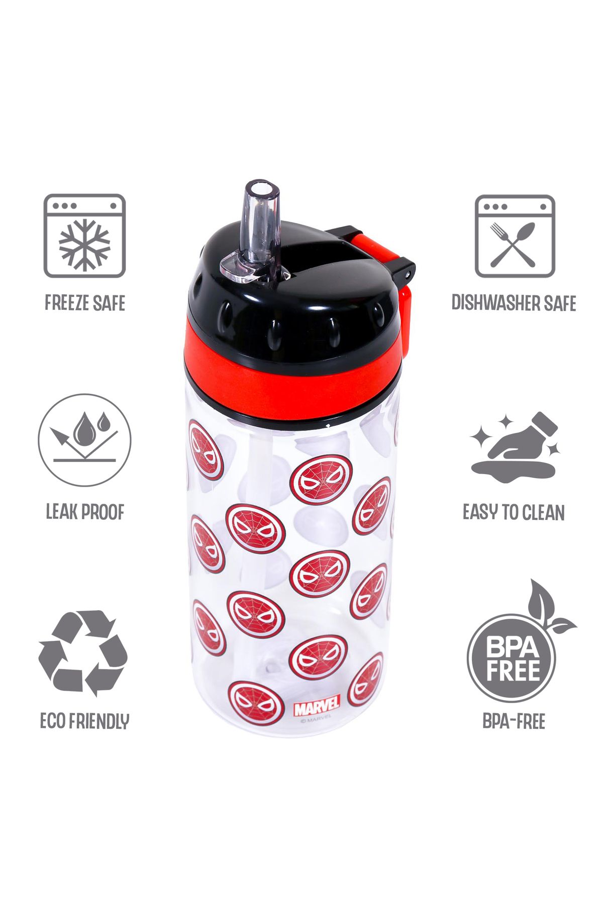 Eazy Kids-Marvel Spider - Man Tritan Water Bottle w / Carry handle - Black Red(420ml) 7