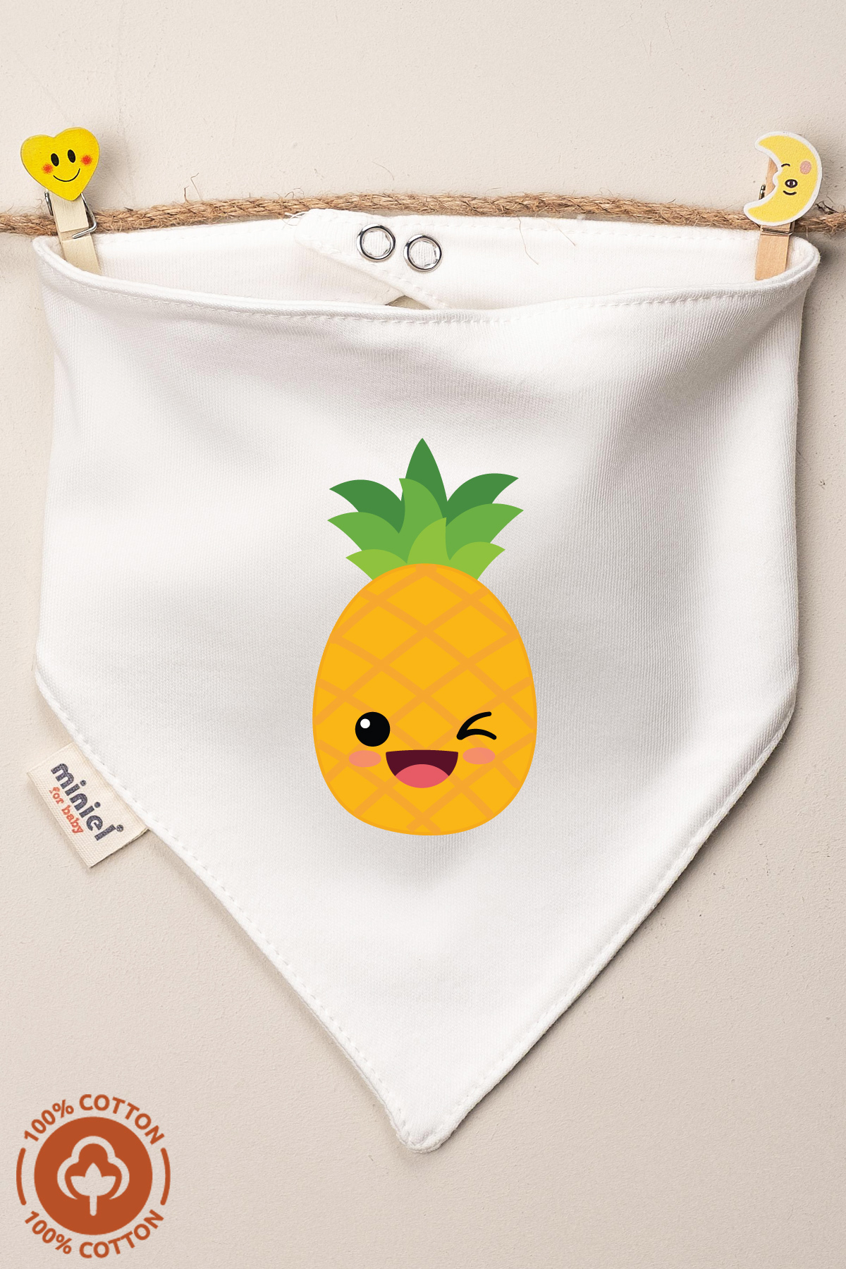 Miniel Unisex Bebek Yenidoğan Penye Organik Pamuklu Meyve Baskılı Bebek Önlüğü 3'lü Set fotoğrafı 3 (önizleme)