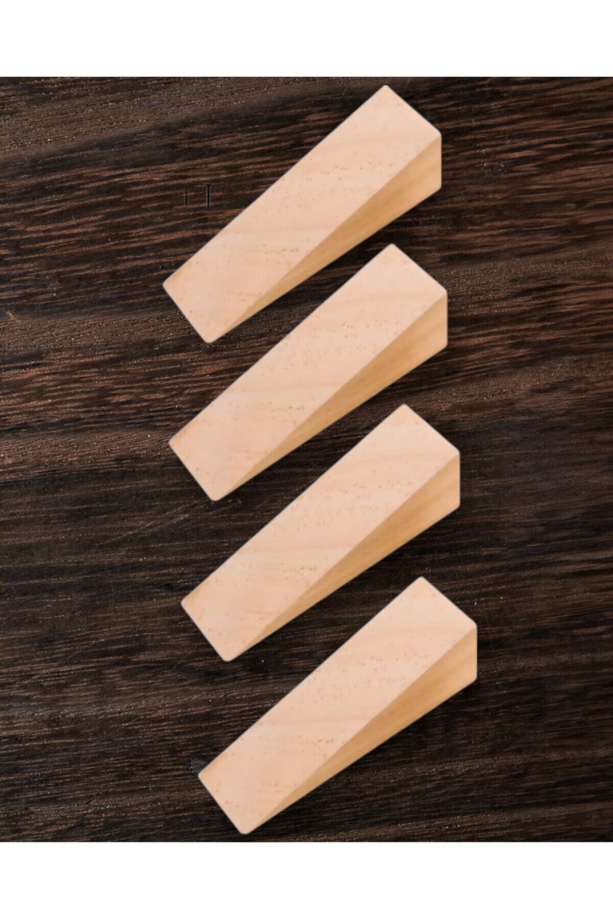 Door Stopper, Door Holder, Door Wedge, Flat with Non-Slip Apparatus 4 Pieces without Varnish