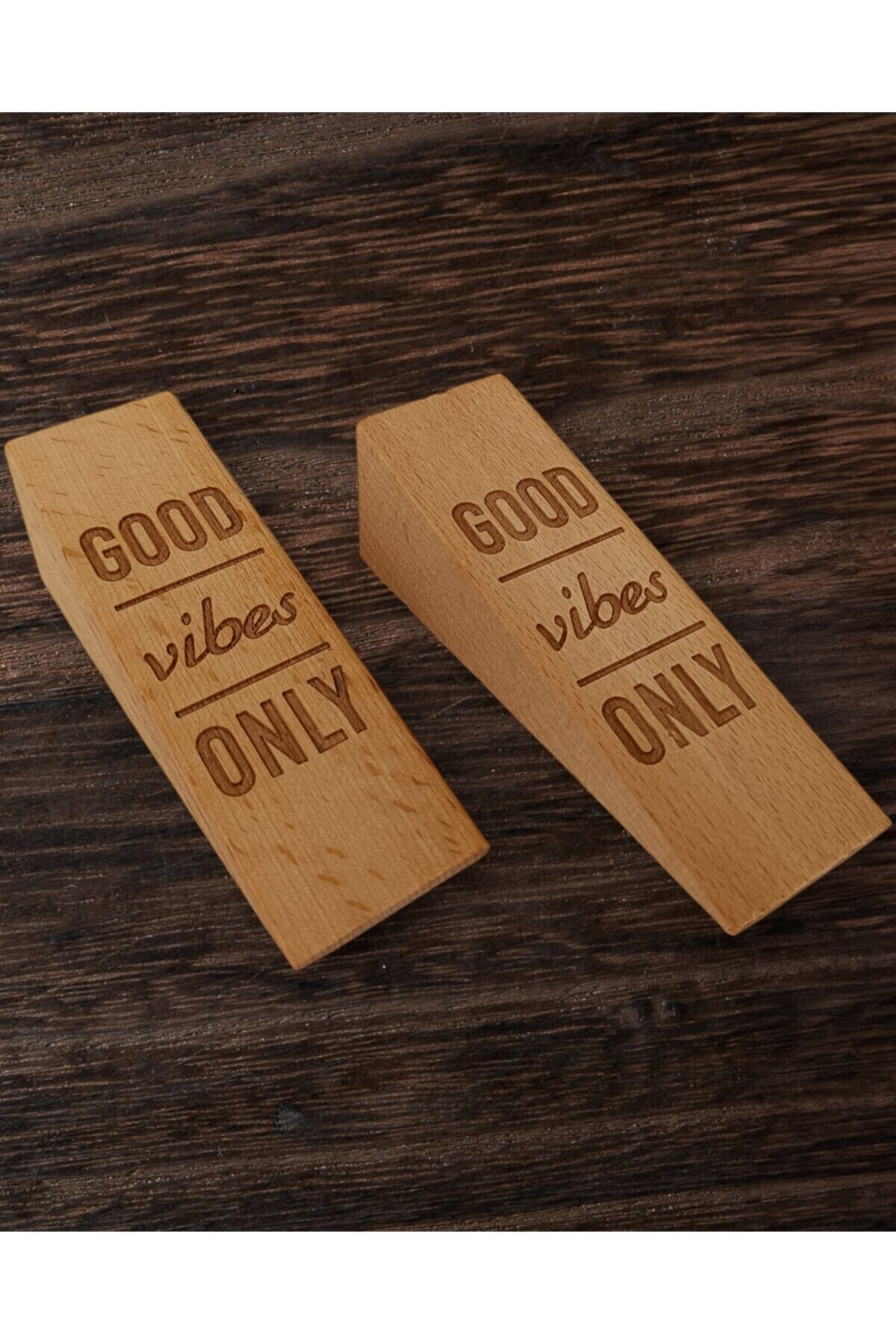 Royal Hediyelik-Door Stopper, Wedge and Holder - Good Vibes Only Tag 2 Pieces 1
