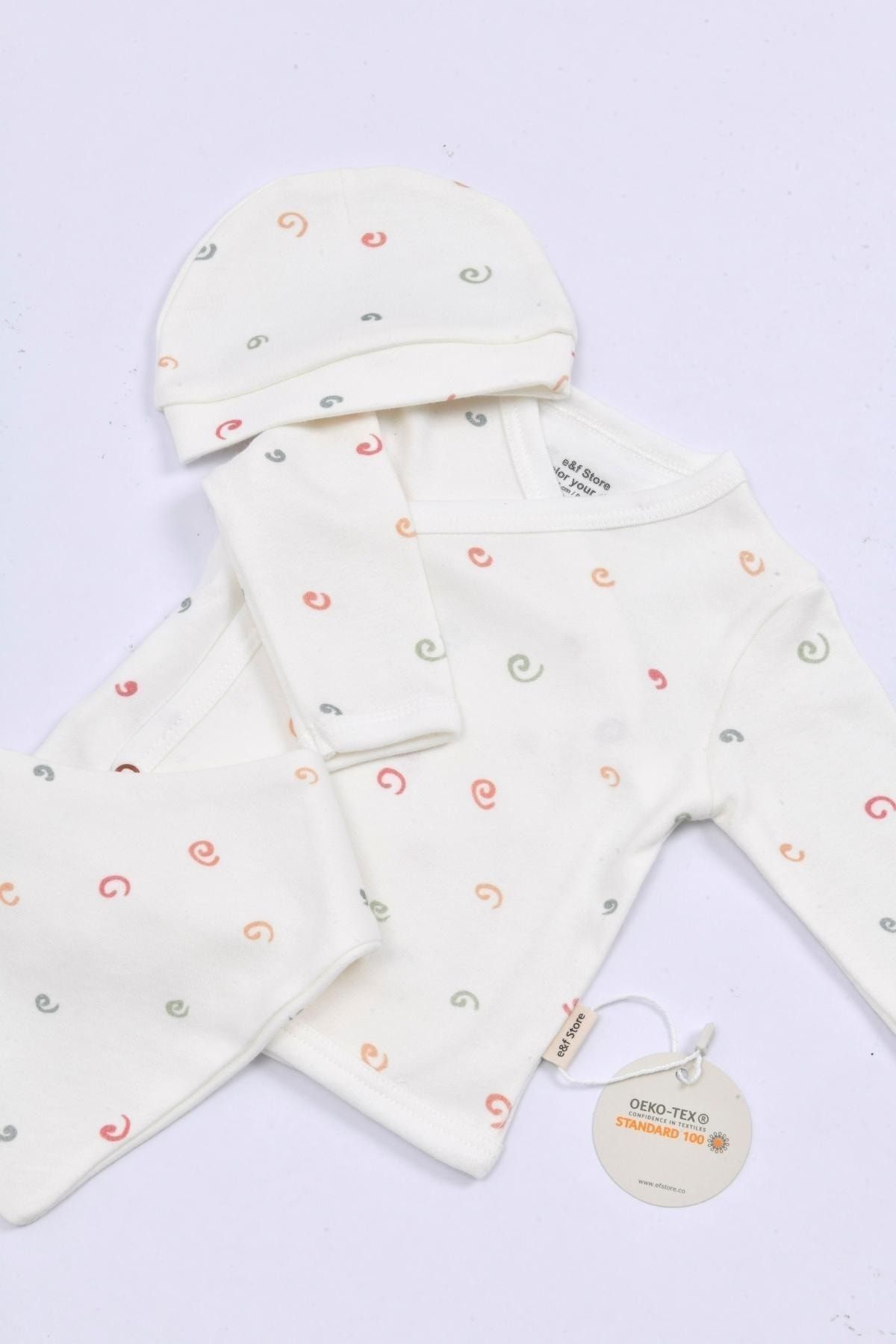 e&f Store 5’li Yenidoğan Hastane Çıkışı Seti - Sertifikalı Ve %100 Pamuklu Kumaş - soyut desenli fotoğrafı 5 (önizleme)