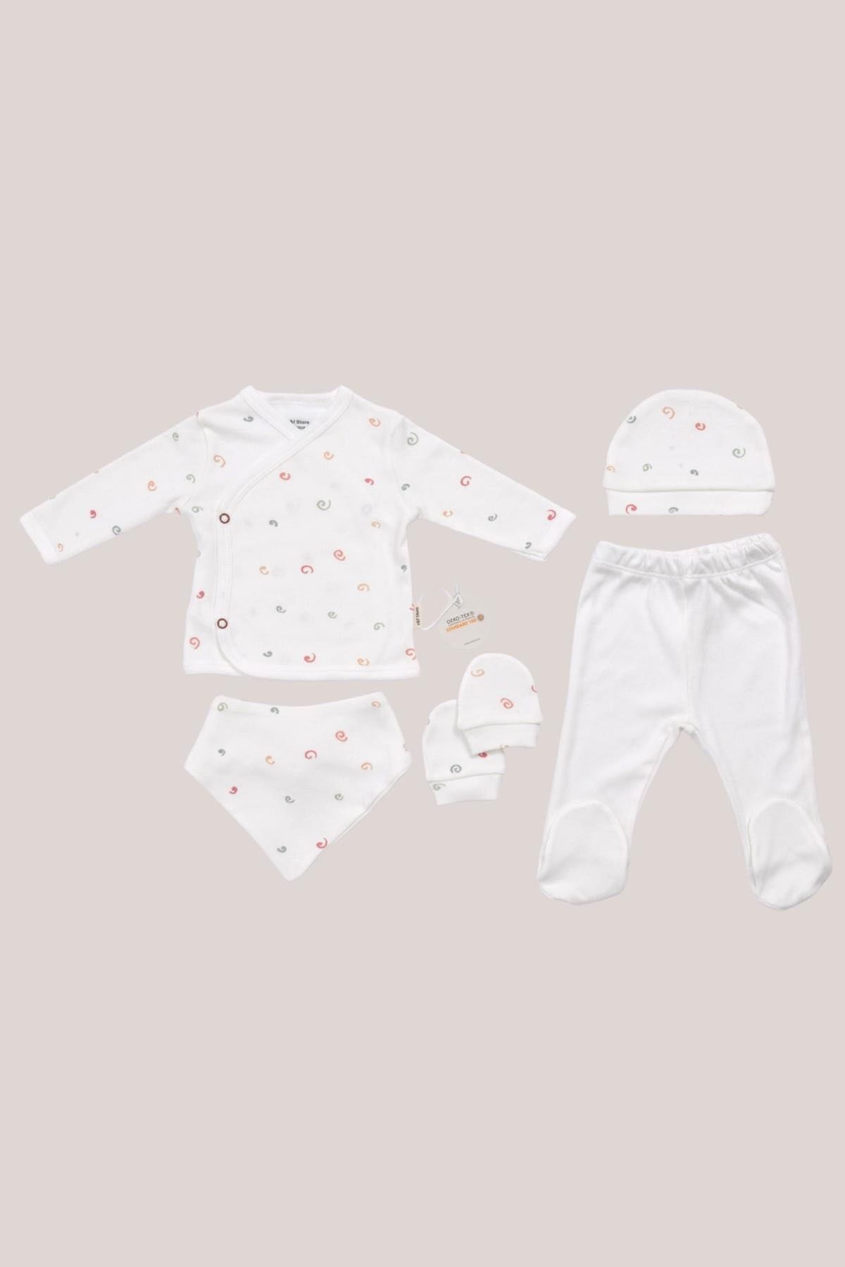 e&f Store 5’li Yenidoğan Hastane Çıkışı Seti - Sertifikalı Ve %100 Pamuklu Kumaş - soyut desenli fotoğrafı 4 (önizleme)