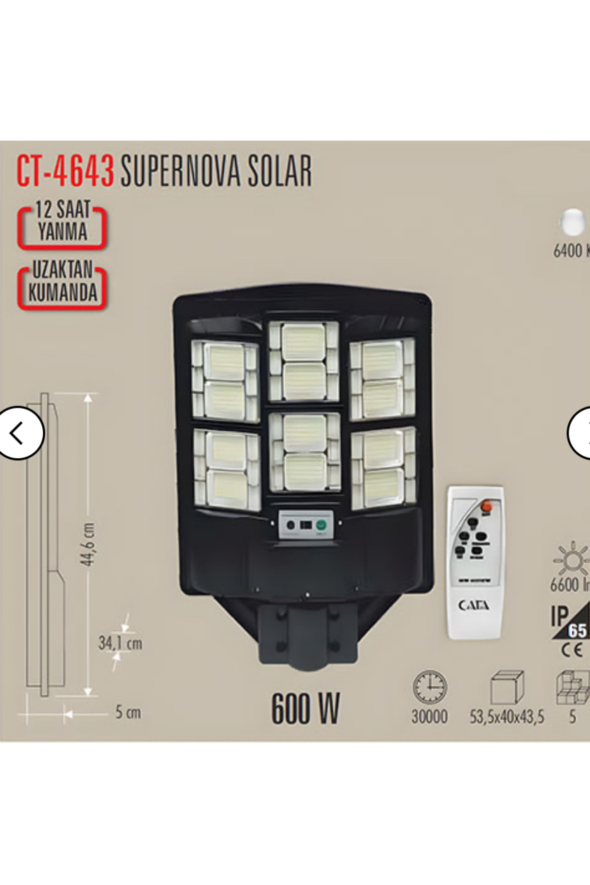 Cata CT-4643 600W Süpernova Solar Sokak Armatürü