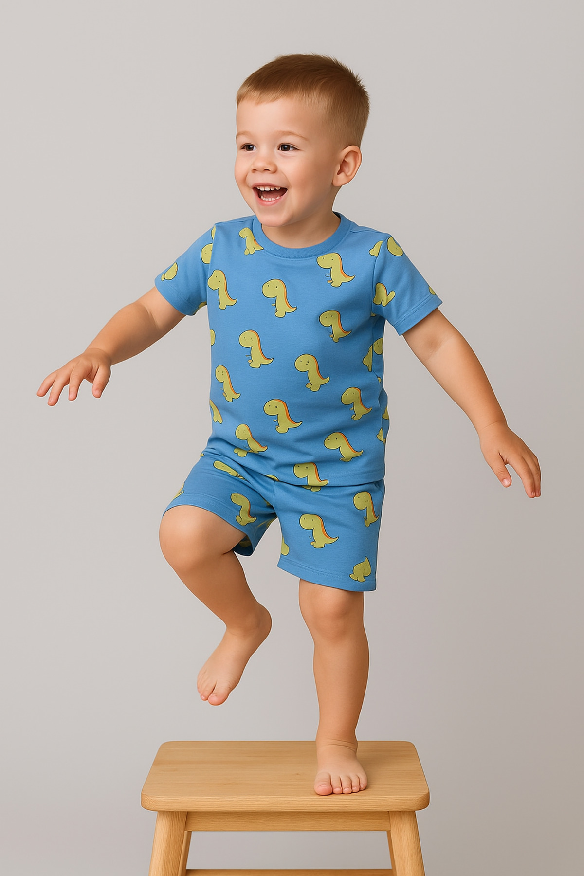 aden kids dinazor baskılı yazlık pijama takımı fotoğrafı 2 (önizleme)