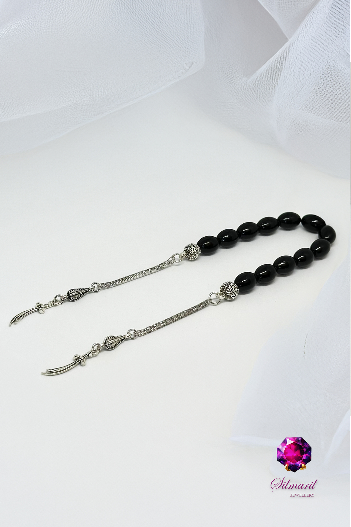 Kişiye Özel Harfli Erkek Hediyelik Kehribar Zaza Tesbih Hareli Siyah